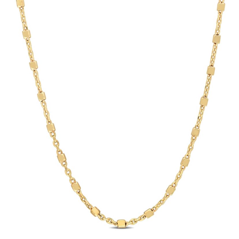 Bead Chain Necklace in 18k Yellow Gold Plated Sterling Silver, 16"