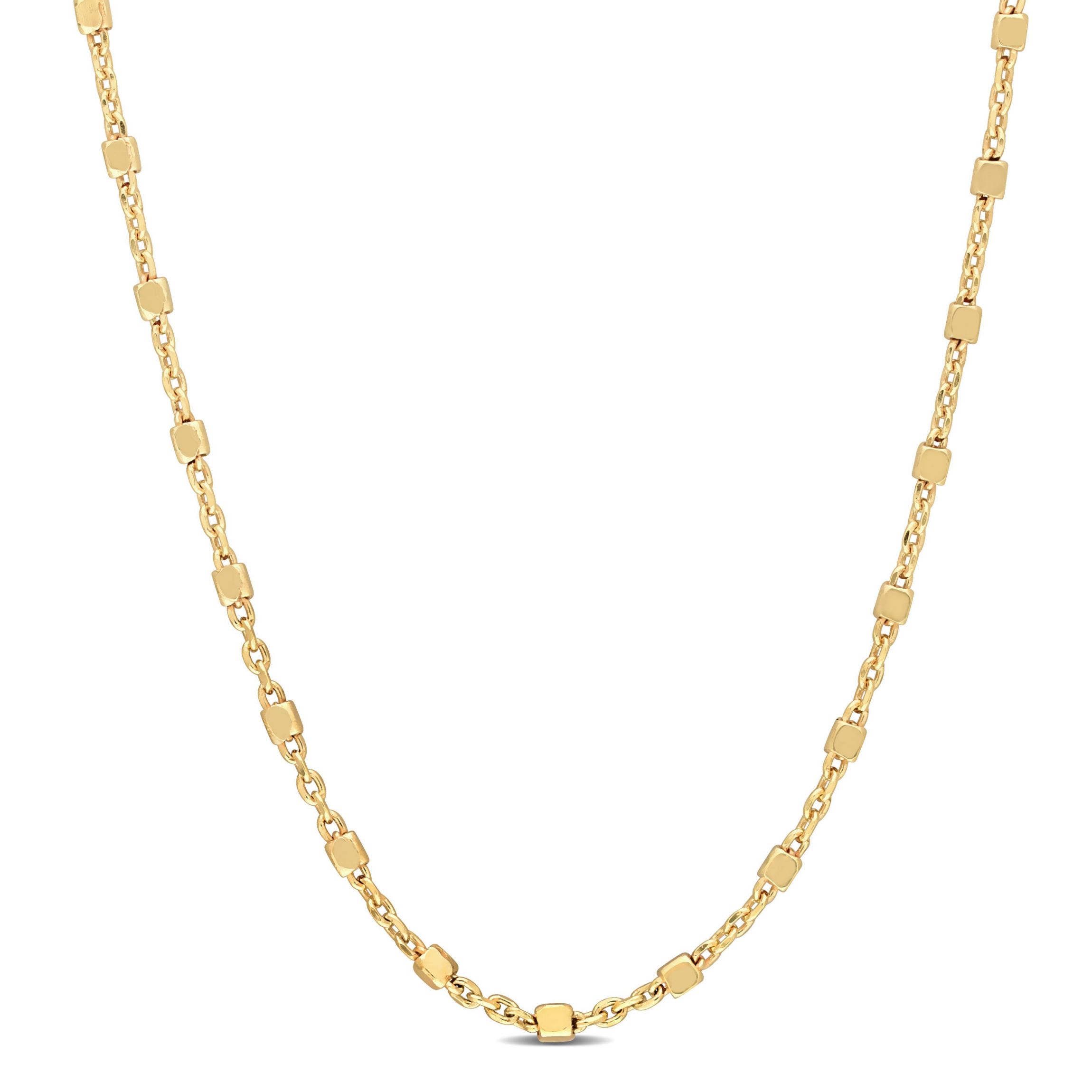 Bead Chain Necklace in 18k Yellow Gold Plated Sterling Silver, 24"