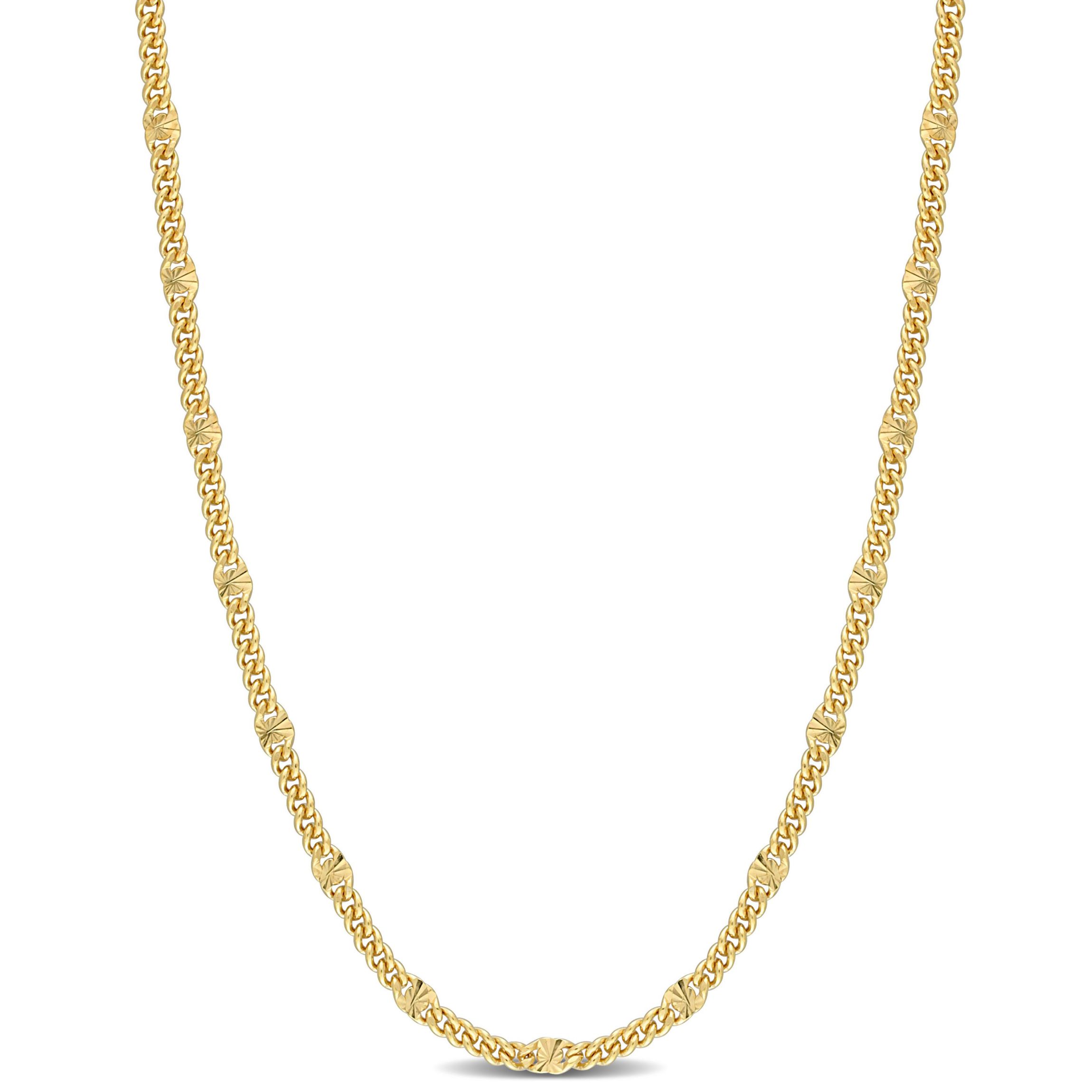 Double Curb Link Chain Necklace in 18k Yellow Gold Plated Sterling Silver, 16"