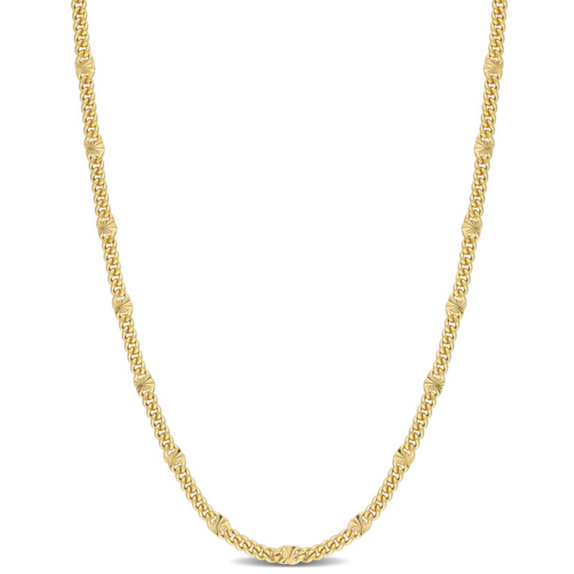 Fancy Curb Link Necklace in 18k Yellow Gold Plated Sterling Silver
