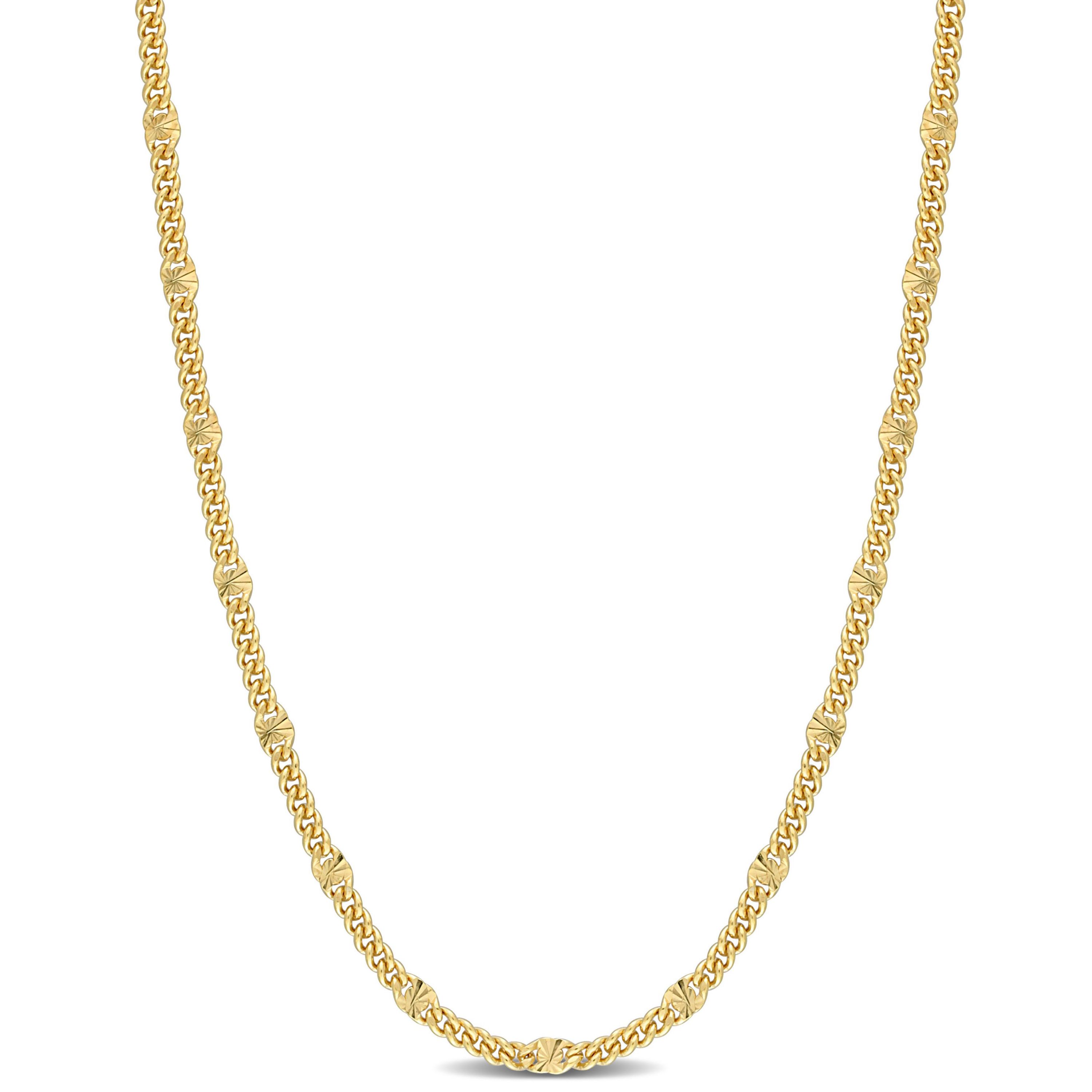 Double Curb Link Chain Necklace in 18k Yellow Gold Plated Sterling Silver, 20"