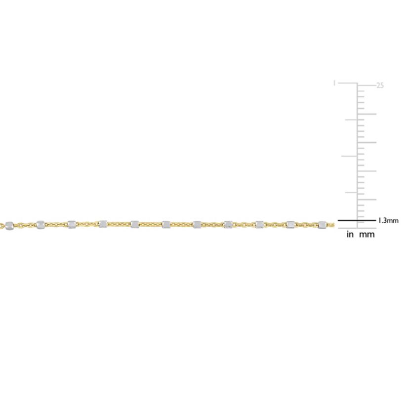 Two-Tone White Bead Chain Necklace in 18k Yellow Gold Plated Sterling Silver, 20"