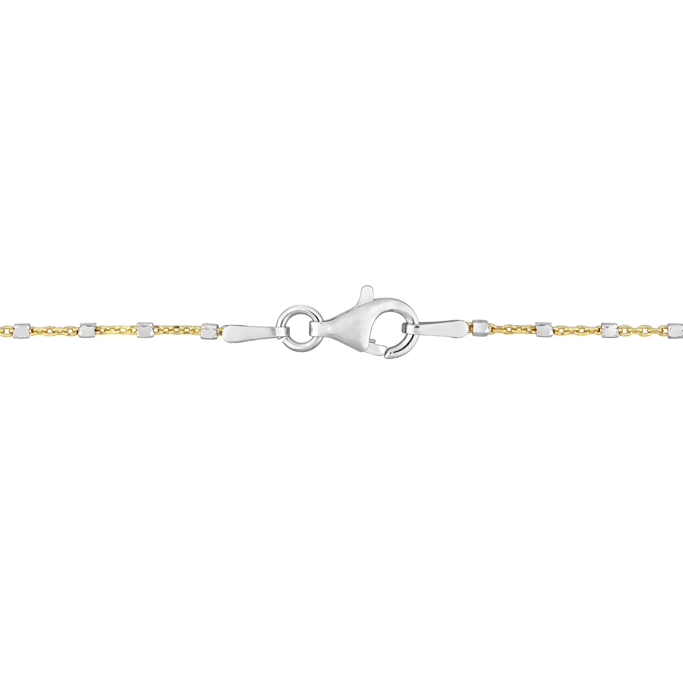 Two-Tone White Bead Chain Necklace in 18k Yellow Gold Plated Sterling Silver, 20"