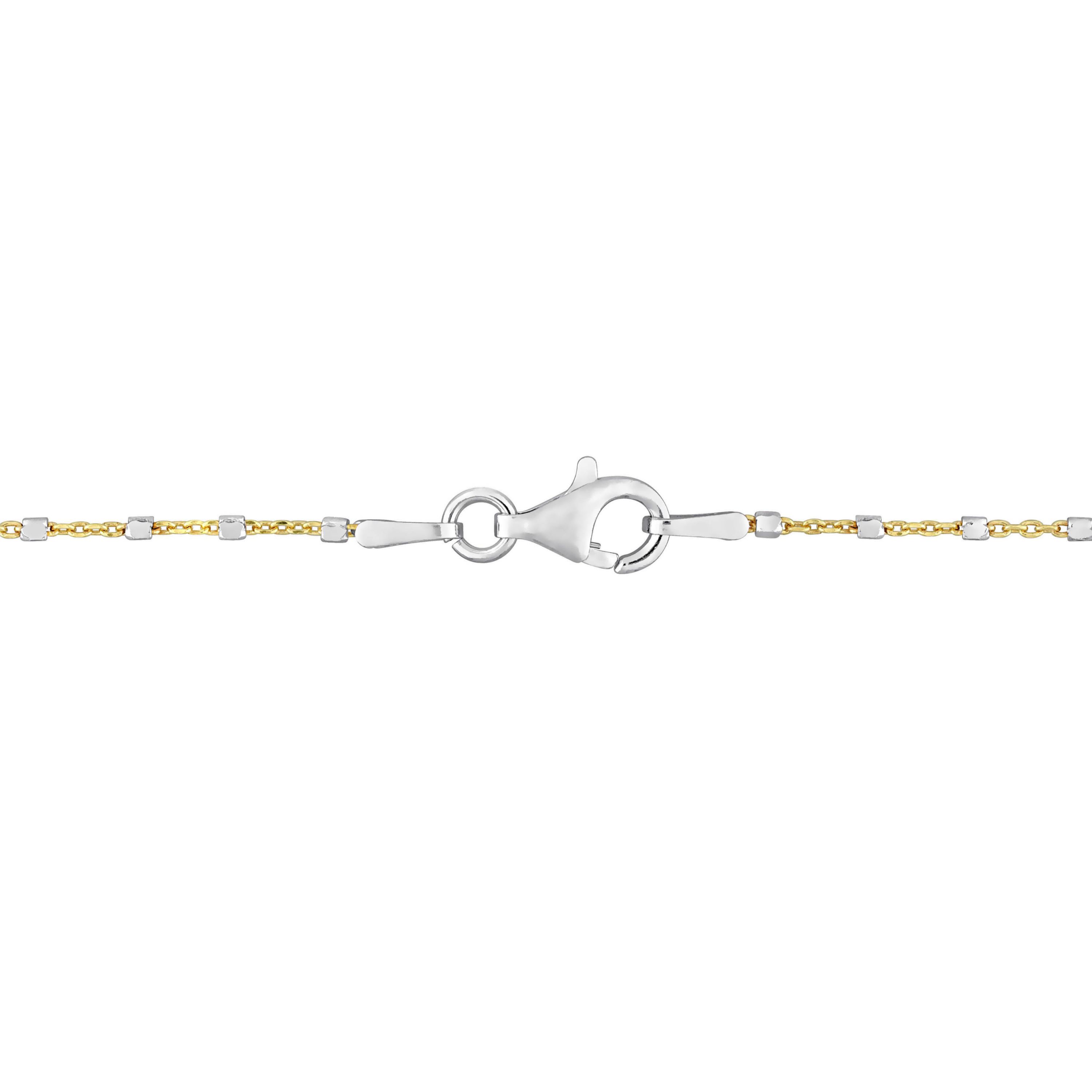 Two-Tone White Bead Chain Necklace in 18k Yellow Gold Plated Sterling Silver, 20"
