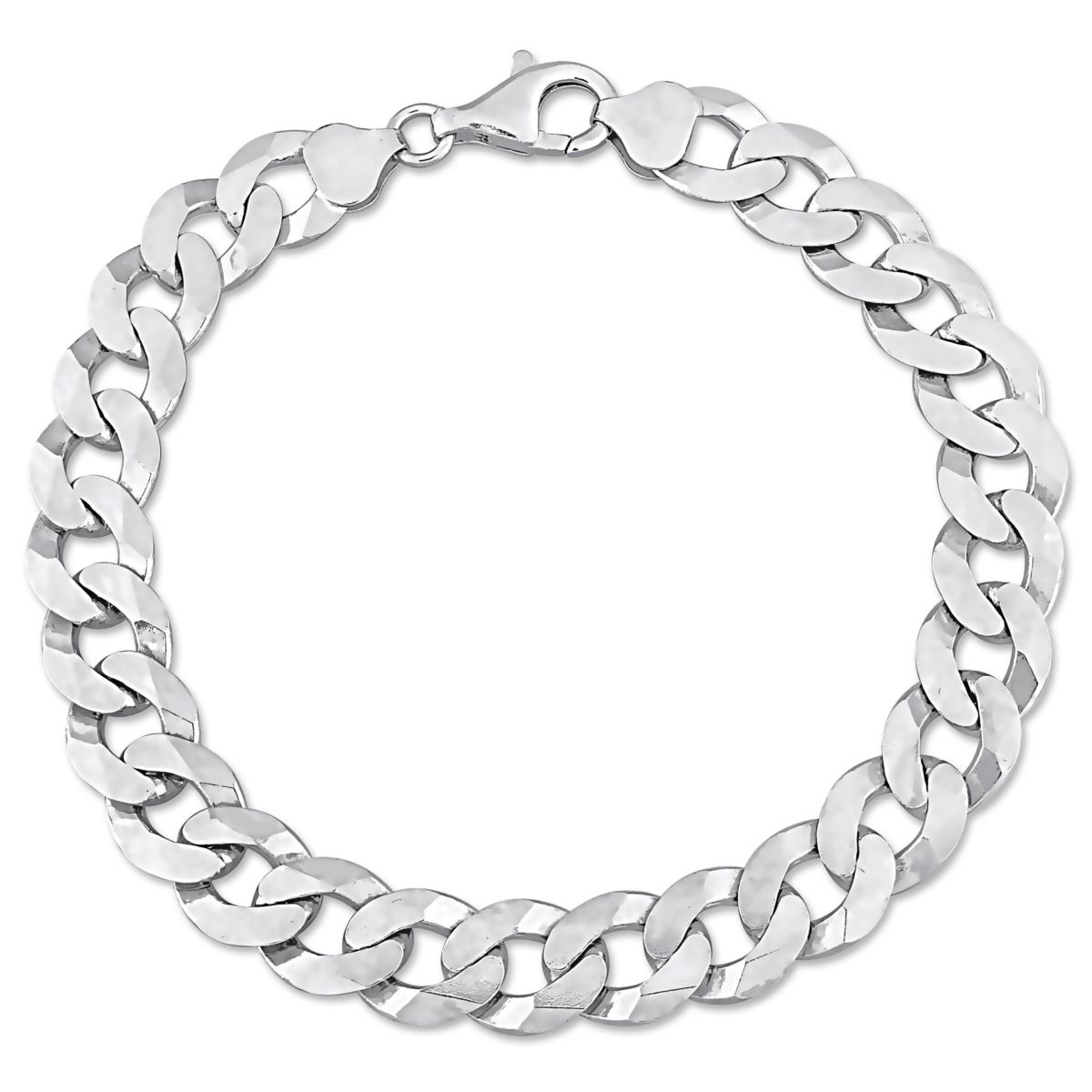10.2MM Curb Link Chain Anklet in Sterling Silver, 9"