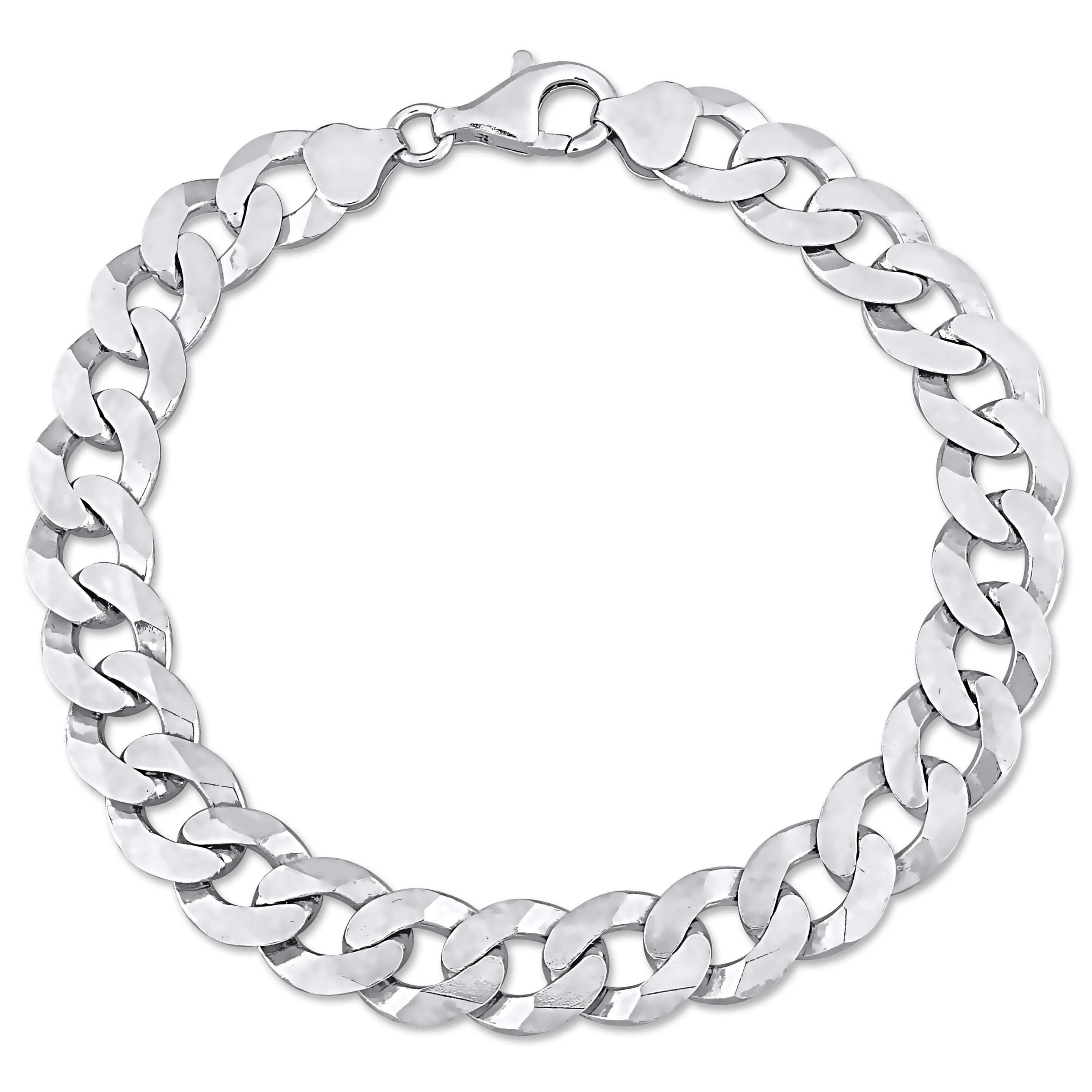 10.2MM Curb Link Chain Anklet in Sterling Silver, 9"