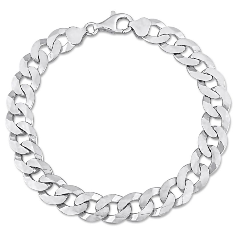 10.2MM Curb Link Chain Anklet in Sterling Silver, 9"