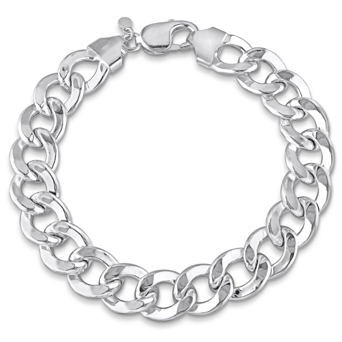 12.5MM Curb Link Chain Anklet in Sterling Silver, 9"