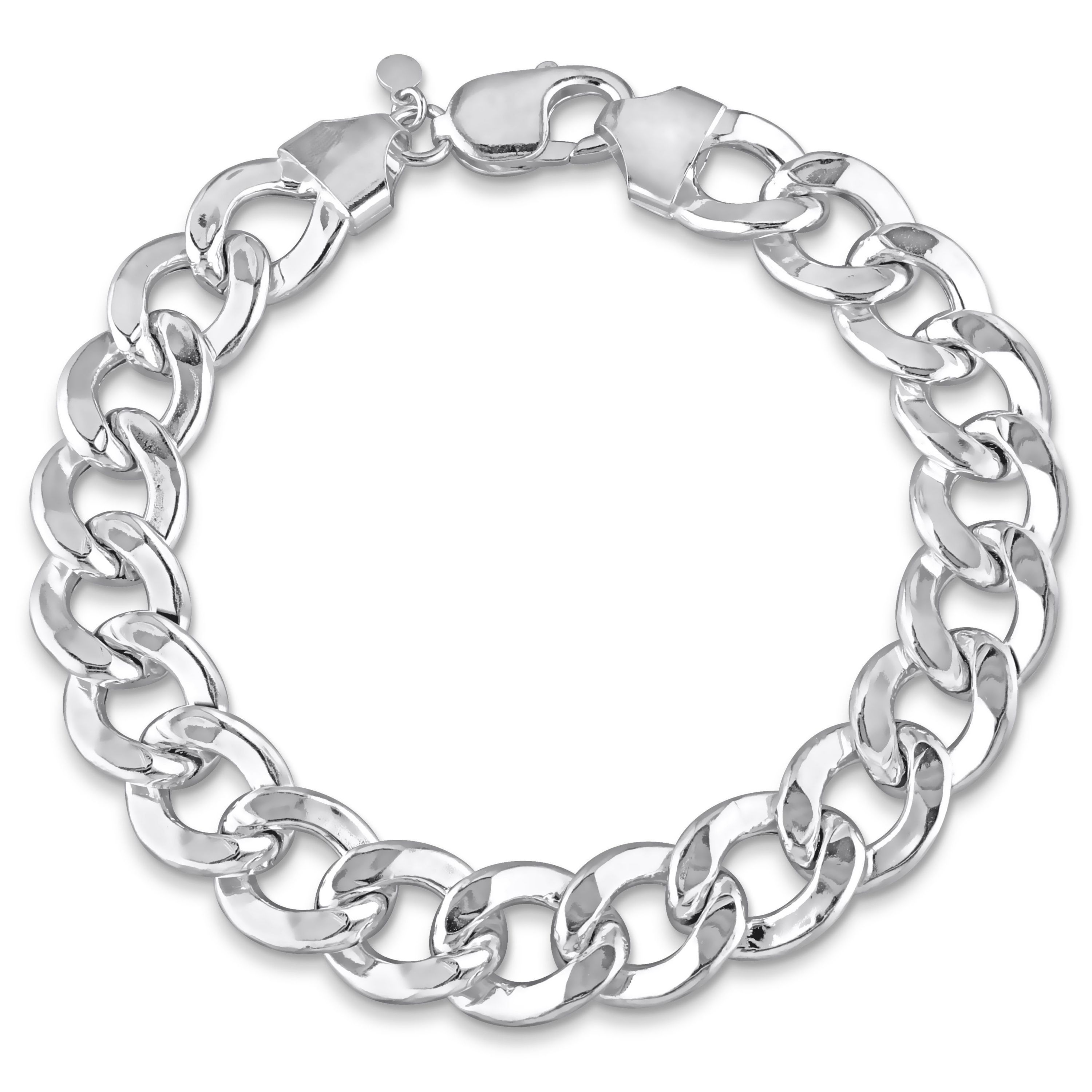 12.5MM Curb Link Chain Anklet in Sterling Silver, 9"