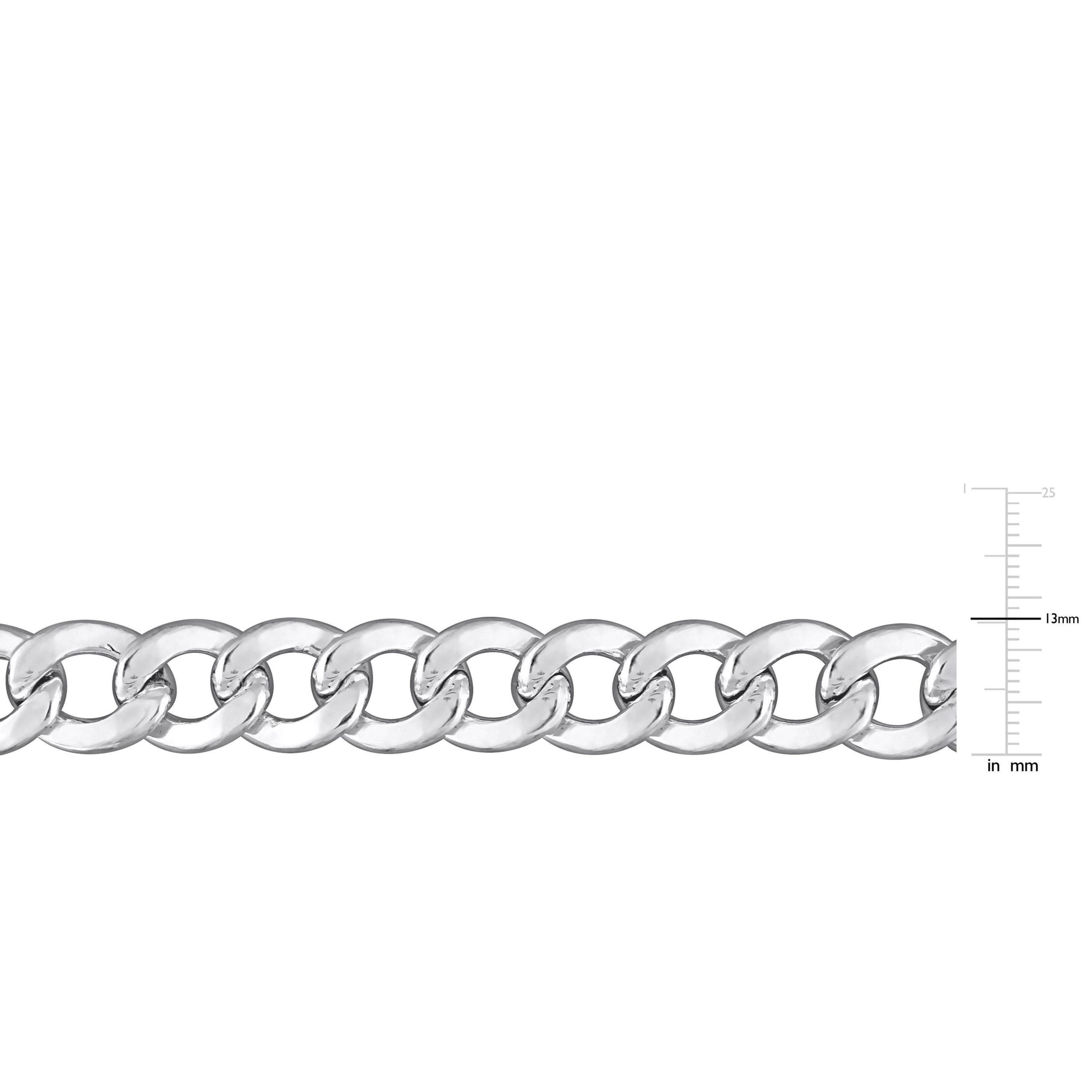 12.5MM Curb Link Chain Anklet in Sterling Silver, 9"