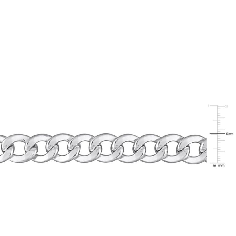 12.5MM Curb Link Chain Anklet in Sterling Silver, 9"