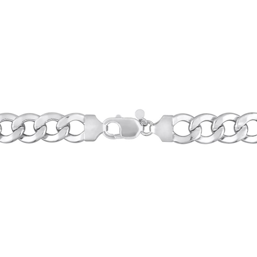 12.5MM Curb Link Chain Anklet in Sterling Silver, 9"