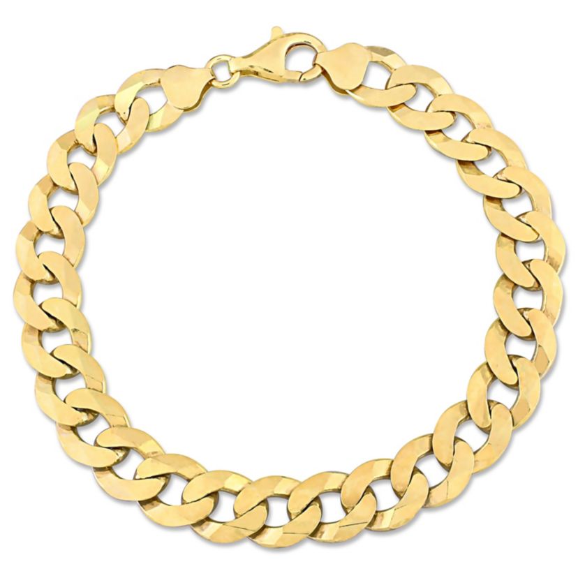 10.2MM Curb Link Chain Anklet in 18k Yellow Gold Plated Sterling Silver, 9