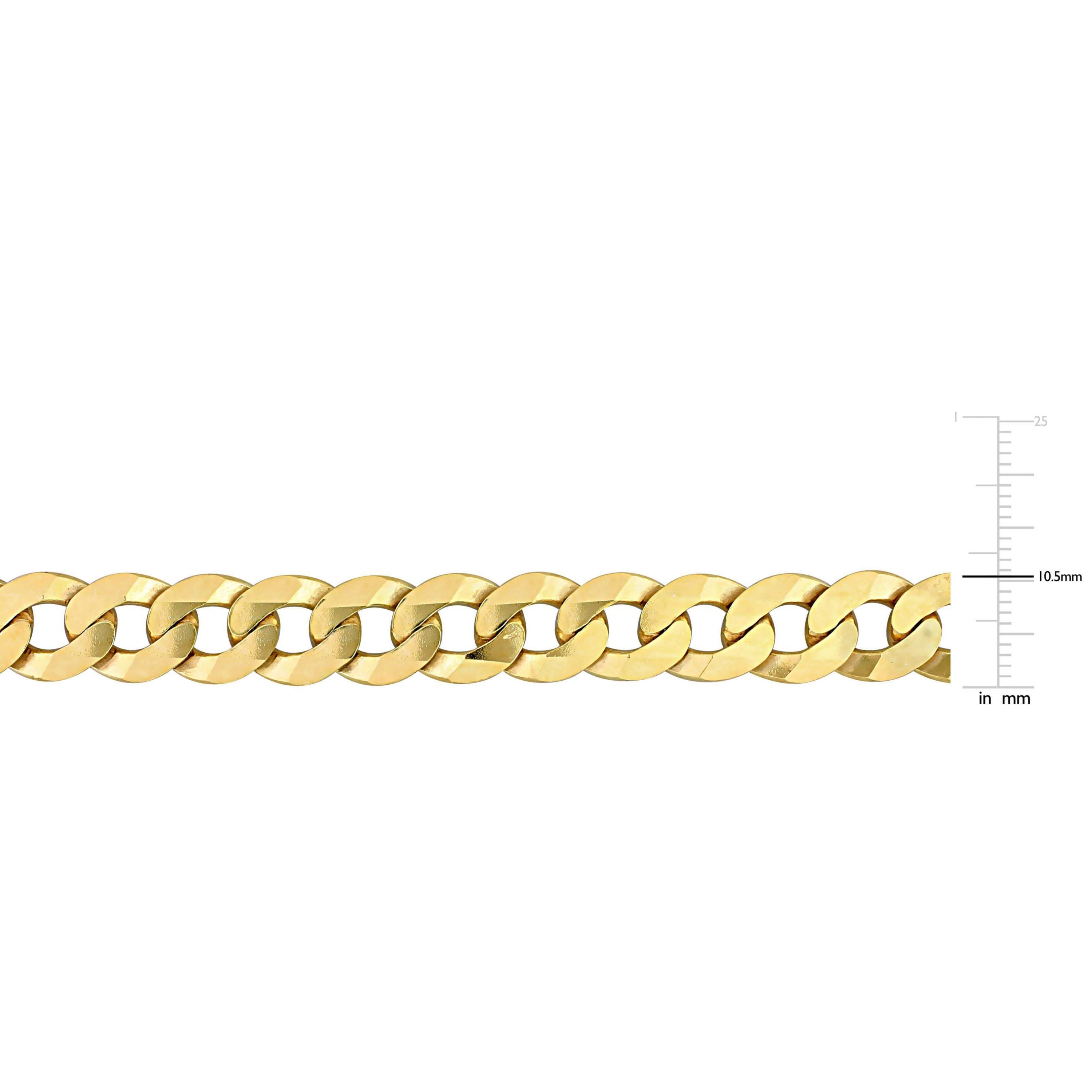 10.2MM Curb Link Chain Anklet in 18k Yellow Gold Plated Sterling Silver, 9