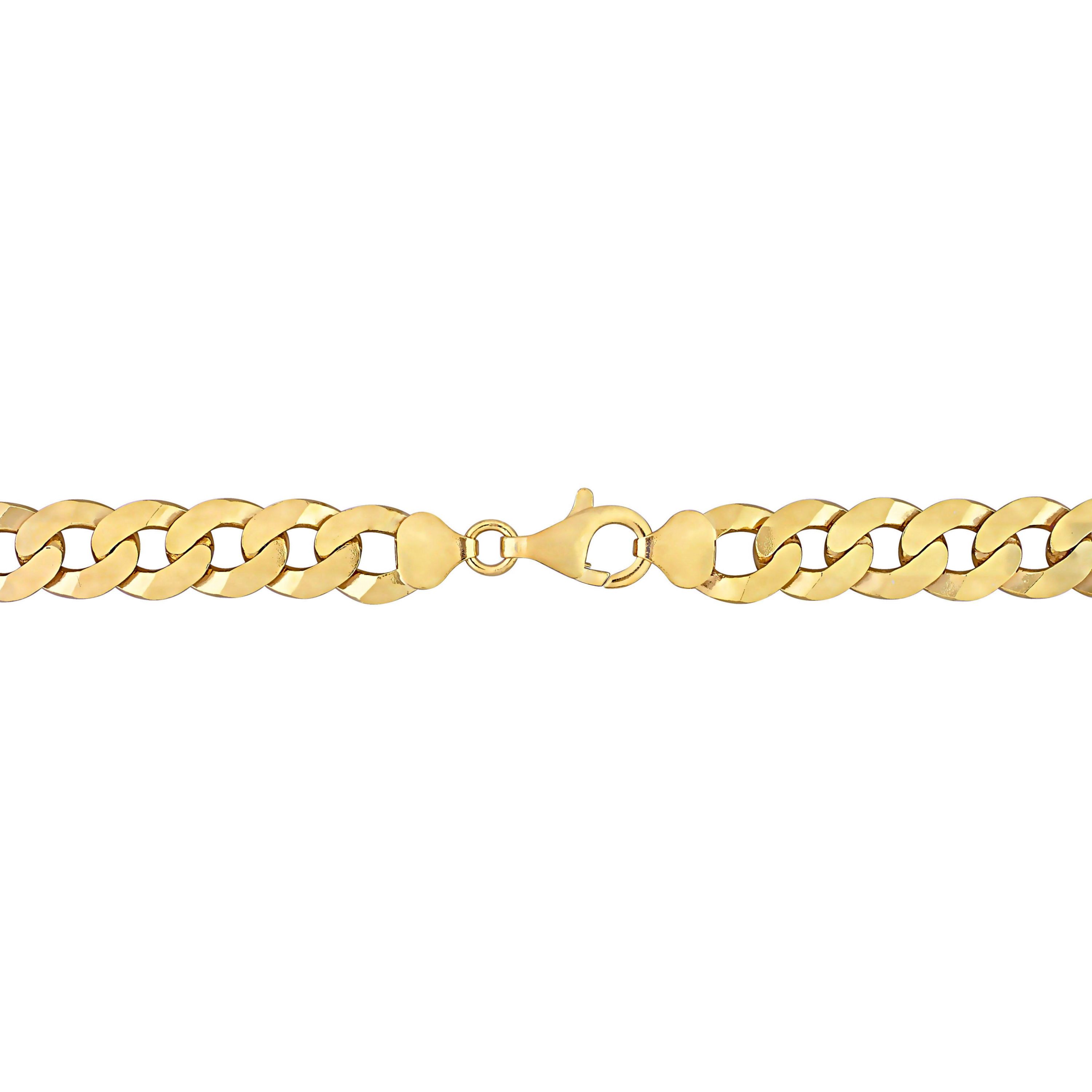 10.2MM Curb Link Chain Anklet in 18k Yellow Gold Plated Sterling Silver, 9