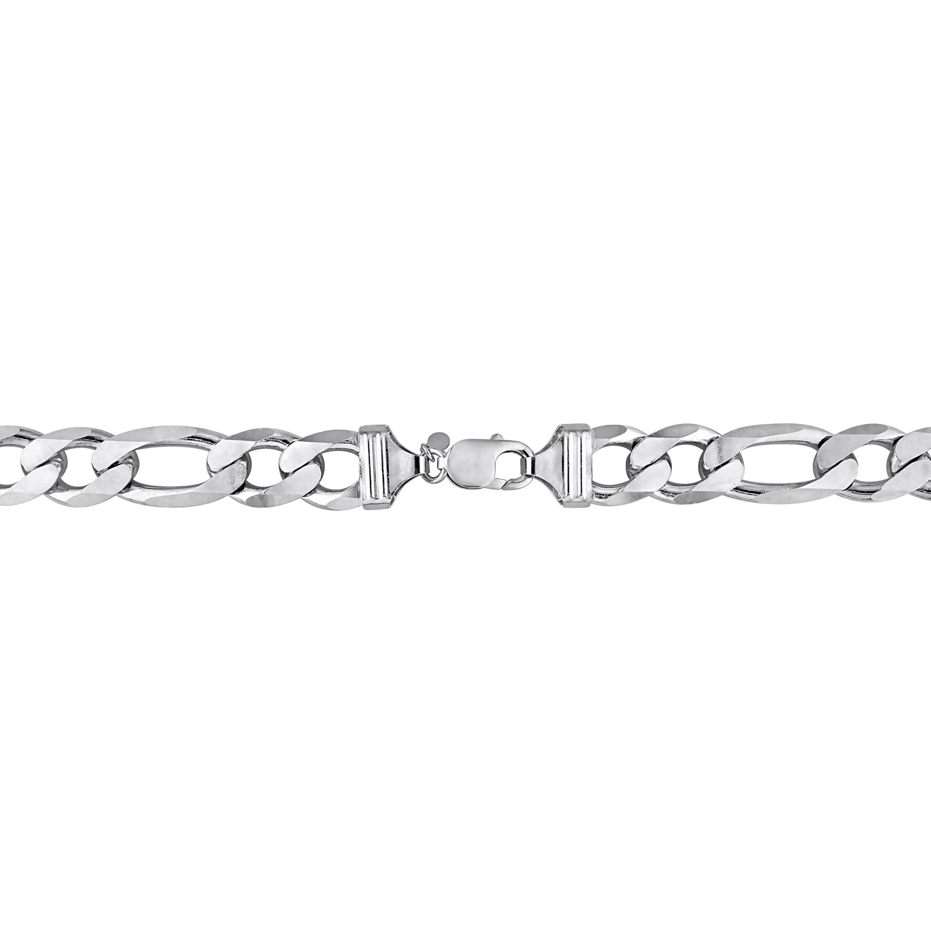 14.5MM Figaro Chain Anklet in Sterling Silver, 9"