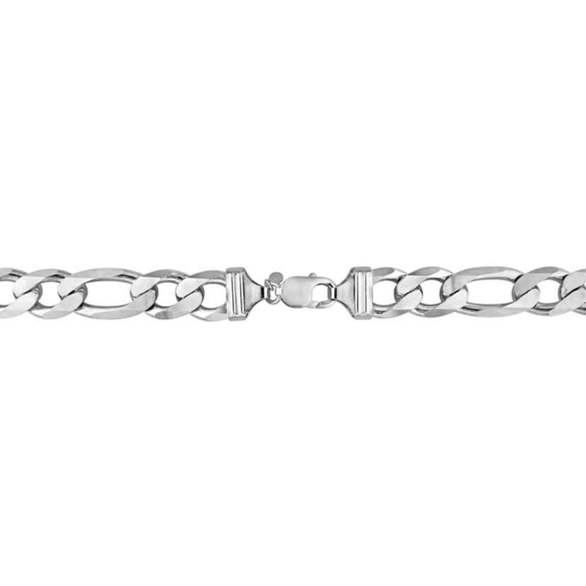 14.5MM Figaro Chain Anklet in Sterling Silver, 9"