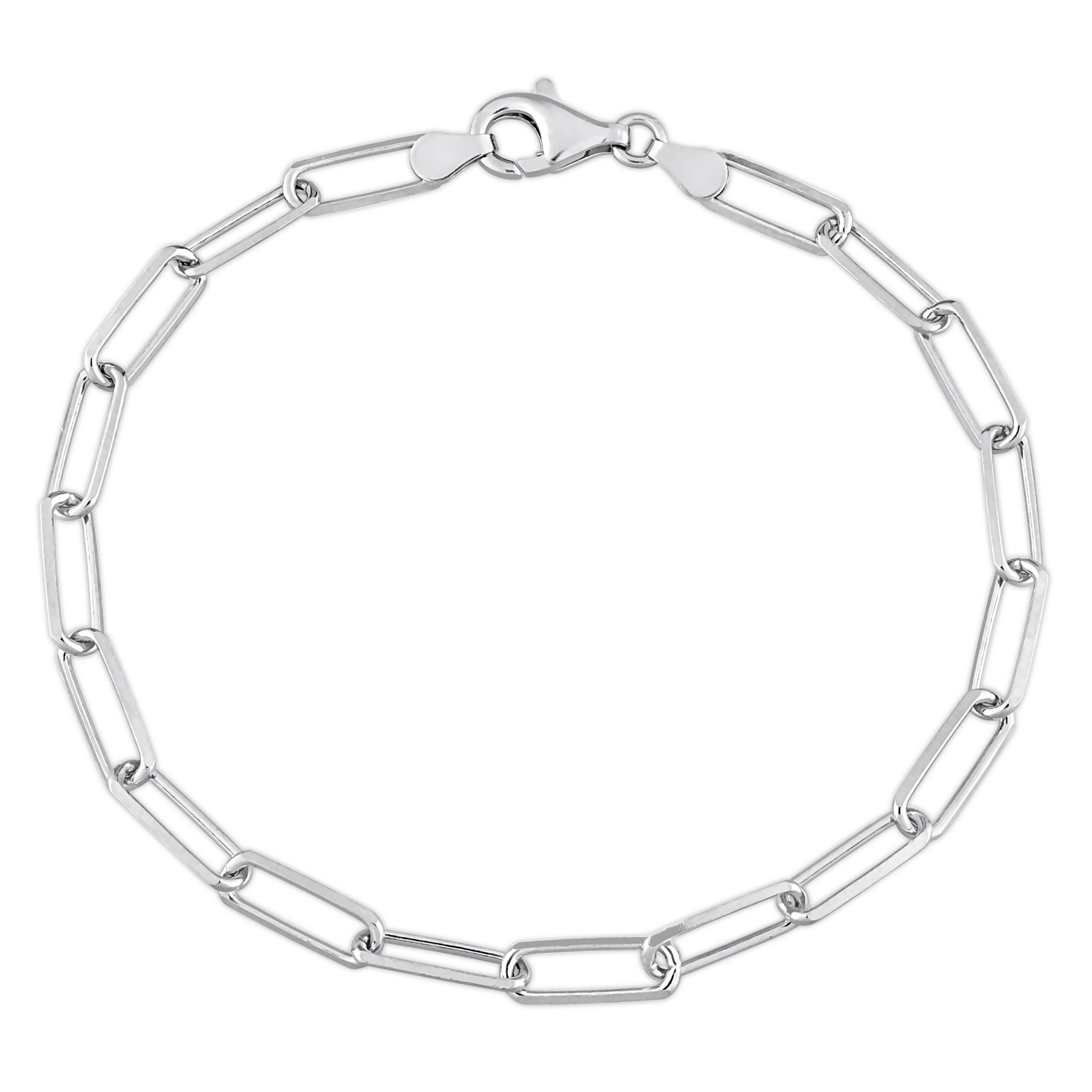 5MM Diamond Cut Paperclip Chain Anklet in Sterling Silver, 9"