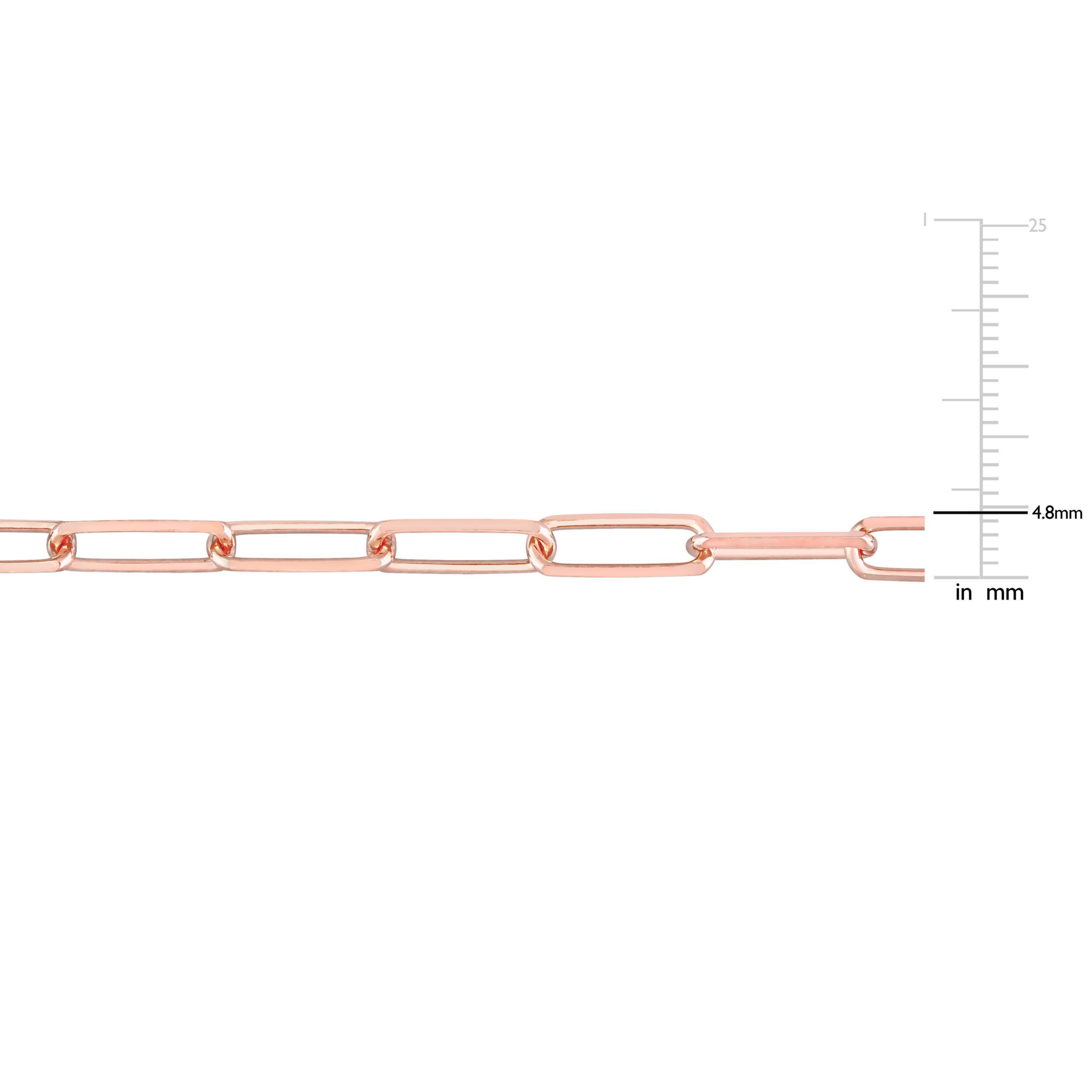 5MM Diamond Cut Paperclip Chain Anklet in 18k Rose Gold Plated Sterling Silver, 9"
