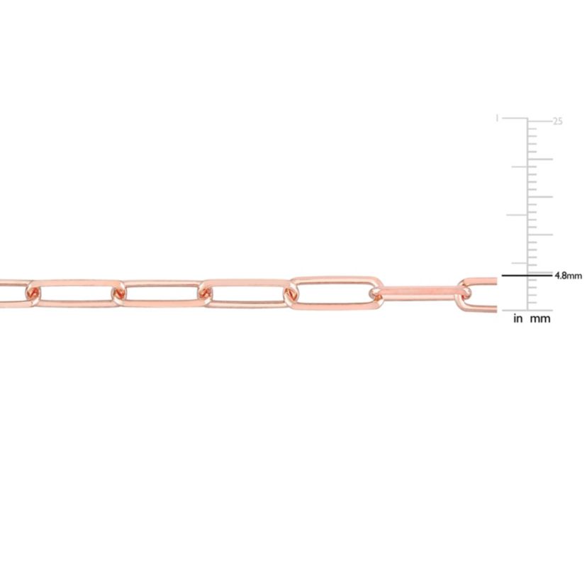 5MM Diamond Cut Paperclip Chain Anklet in 18k Rose Gold Plated Sterling Silver, 9"