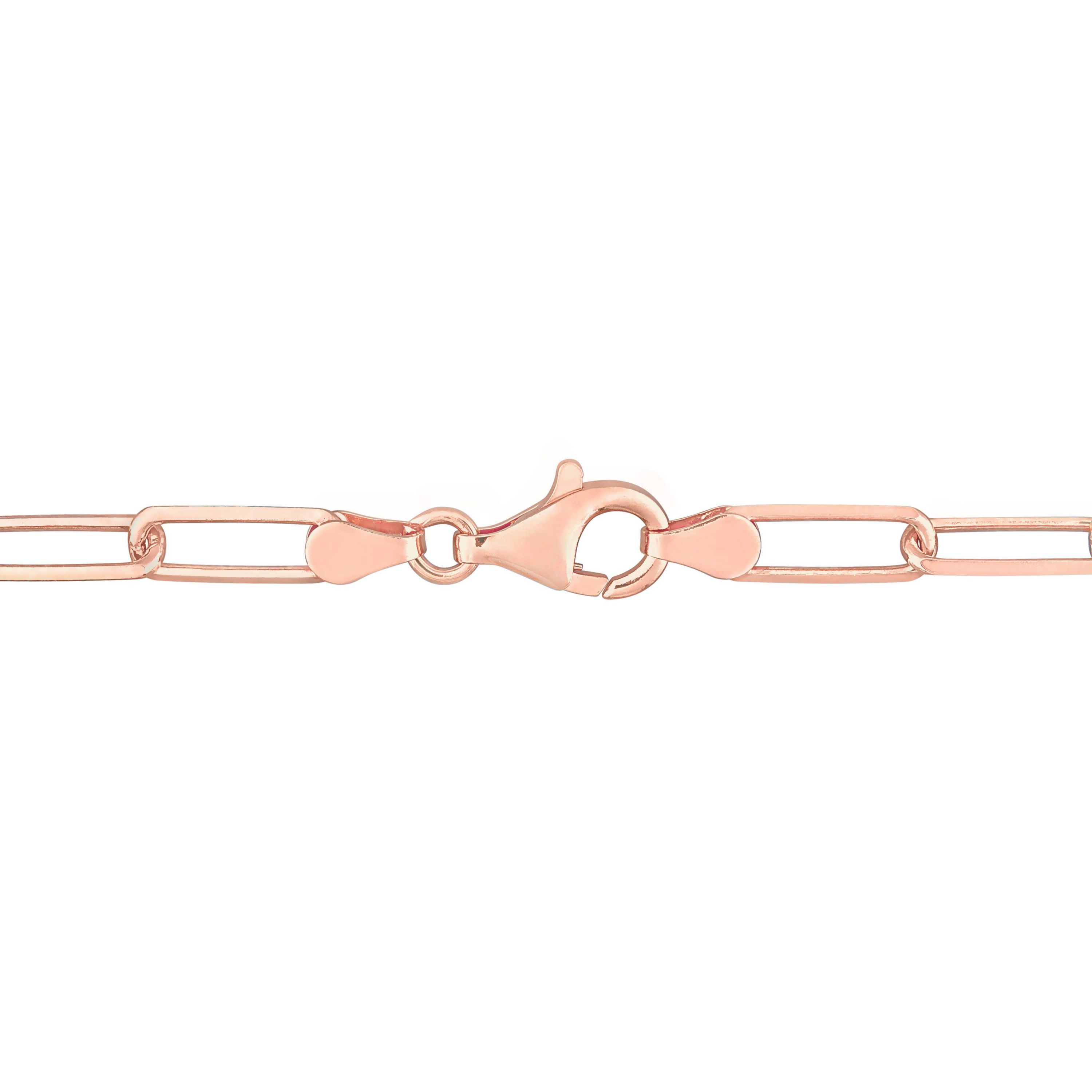 5MM Diamond Cut Paperclip Chain Anklet in 18k Rose Gold Plated Sterling Silver, 9"