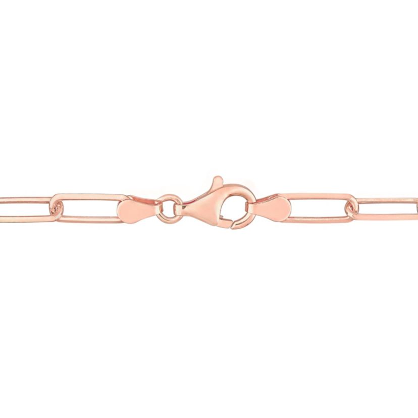 5MM Diamond Cut Paperclip Chain Anklet in 18k Rose Gold Plated Sterling Silver, 9"