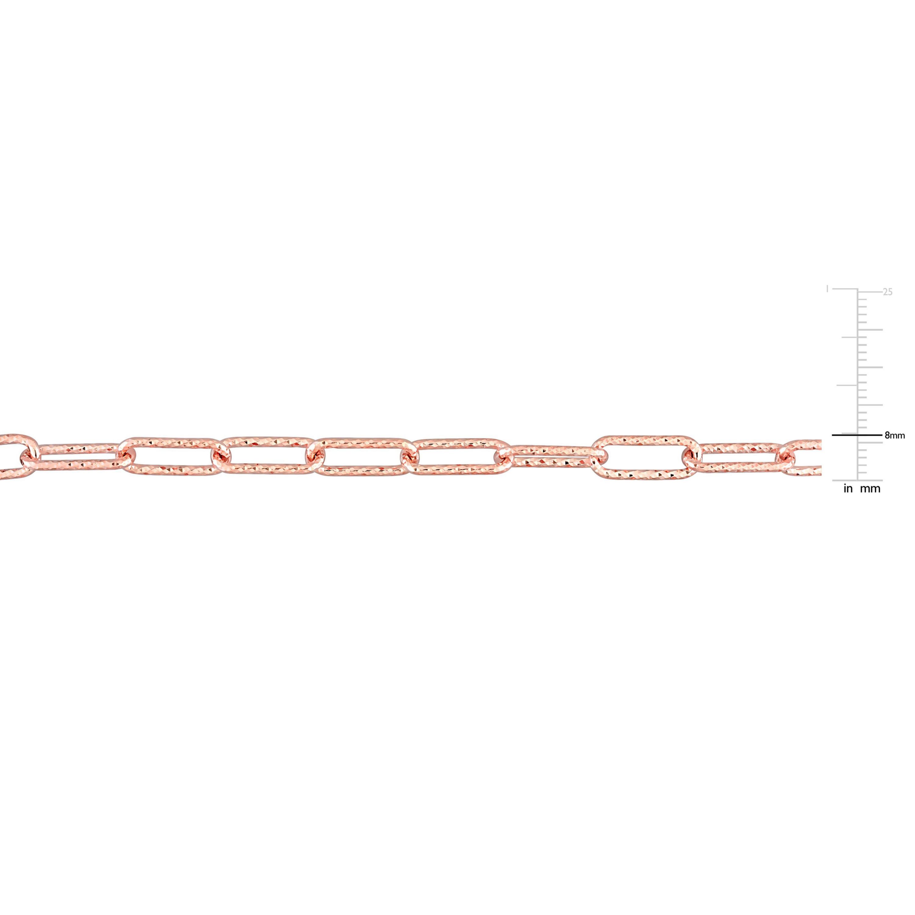 6MM Fancy Cut Oval Link Anklet in 18k Rose Gold Plated Sterling Silver, 9"