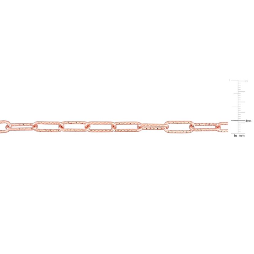 6MM Fancy Cut Oval Link Anklet in 18k Rose Gold Plated Sterling Silver, 9"