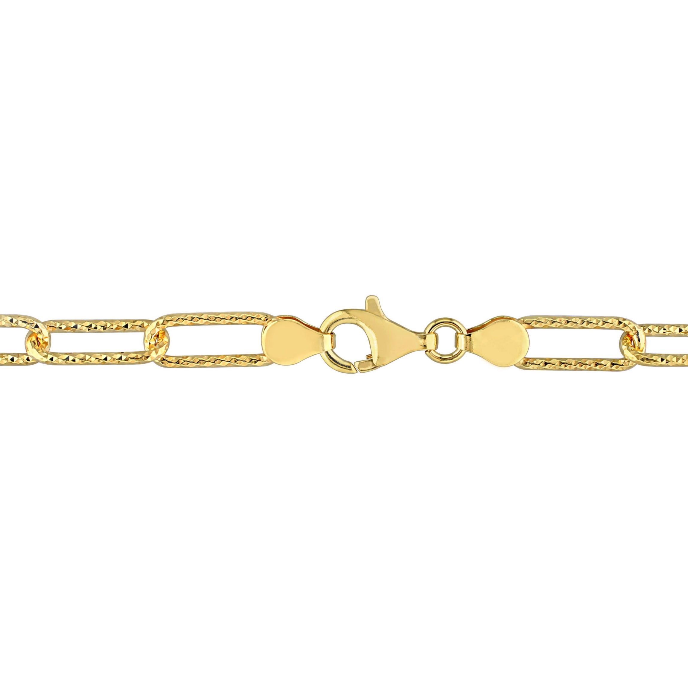 6MM Fancy Paperclip Chain Anklet in 18k Yellow Gold Plated Sterling Silver, 9"