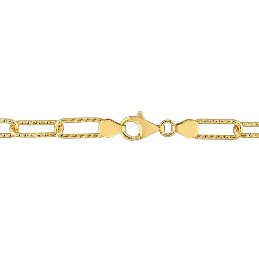 6MM Fancy Paperclip Chain Anklet in 18k Yellow Gold Plated Sterling Silver, 9"
