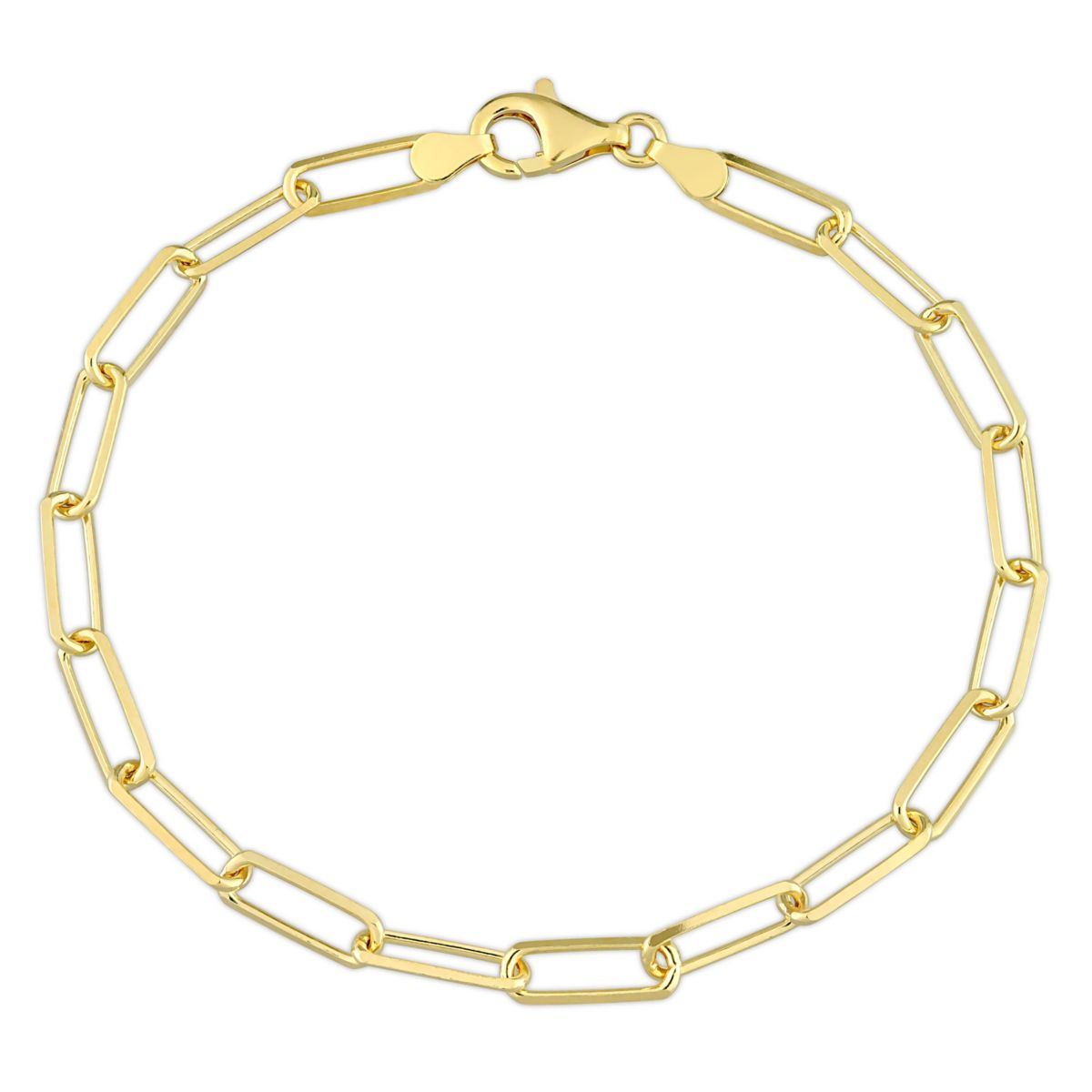 5MM Diamond Cut Paperclip Chain Anklet in 18k Yellow Gold Plated Sterling Silver, 9"