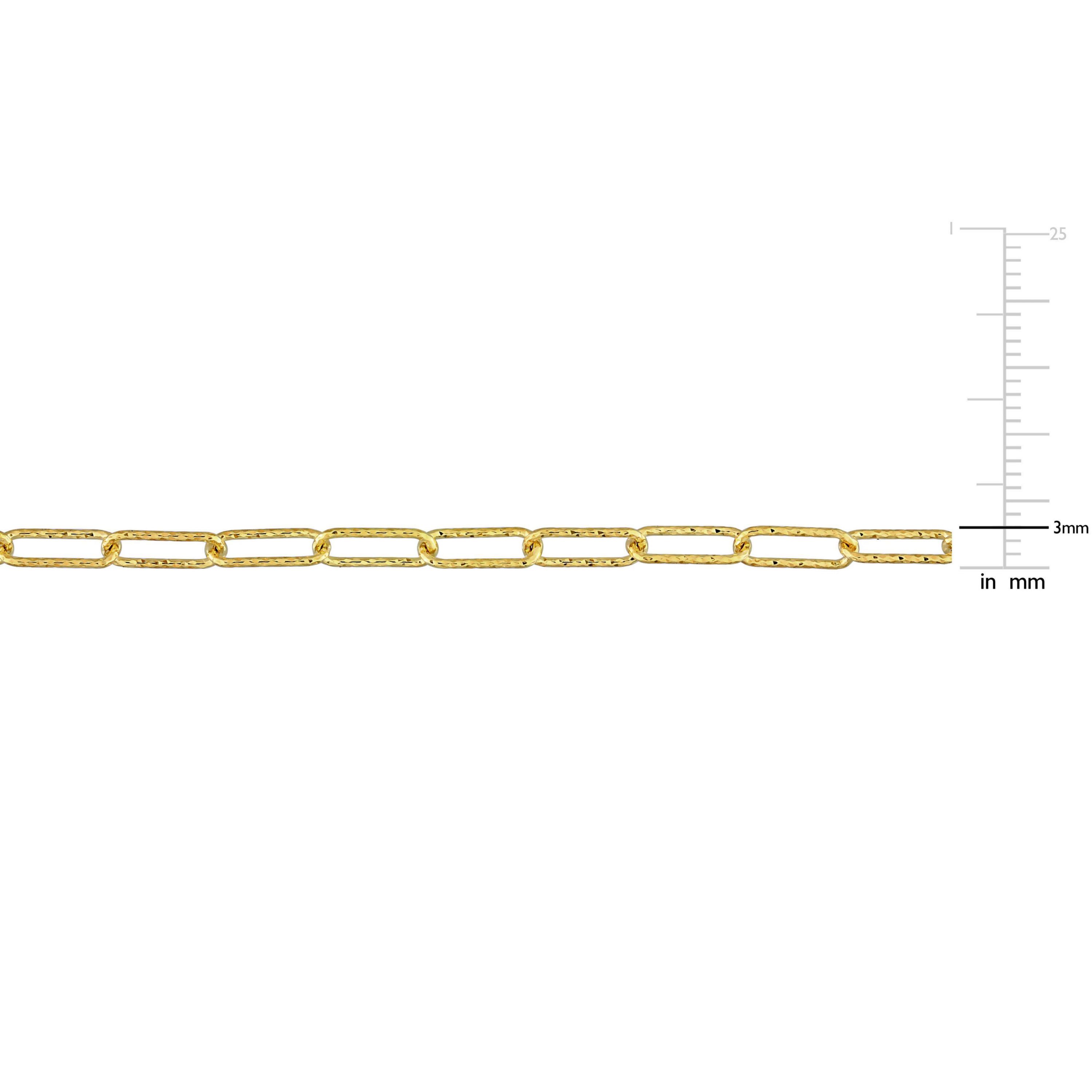 3MM Fancy Paperclip Chain Bracelet in 18k Yellow Gold Plated Sterling Silver, 9"