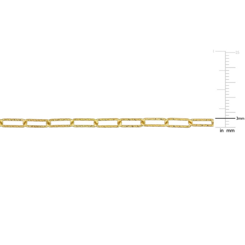 3MM Fancy Paperclip Chain Bracelet in 18k Yellow Gold Plated Sterling Silver, 9"