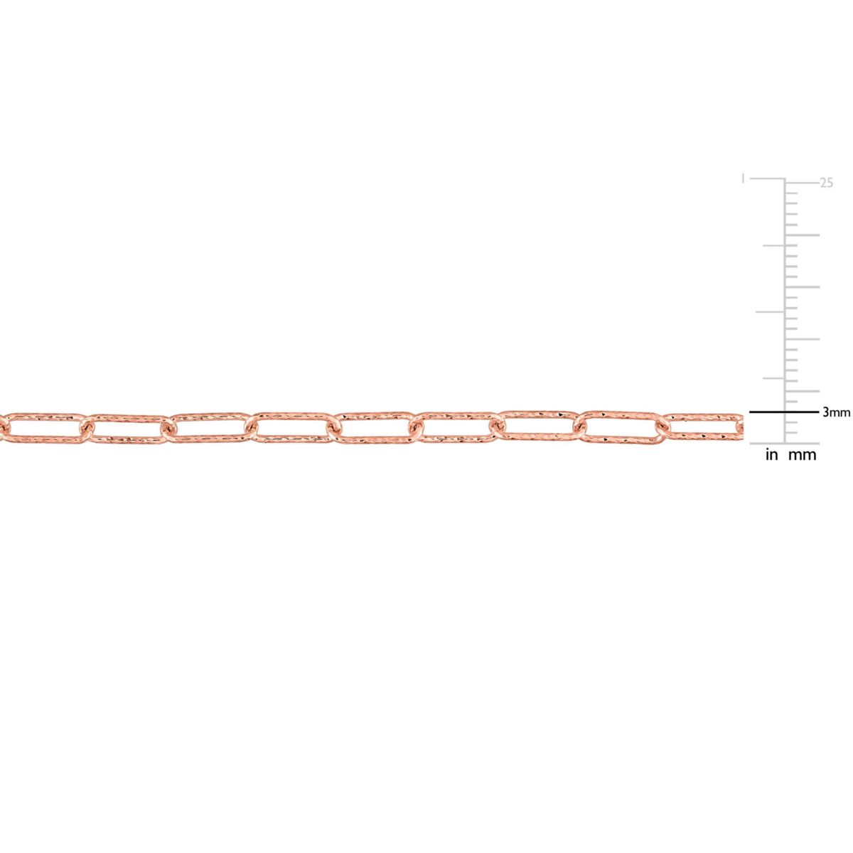 3MM Fancy Paperclip Chain Bracelet in 18k Rose Gold Plated Sterling Silver, 9"