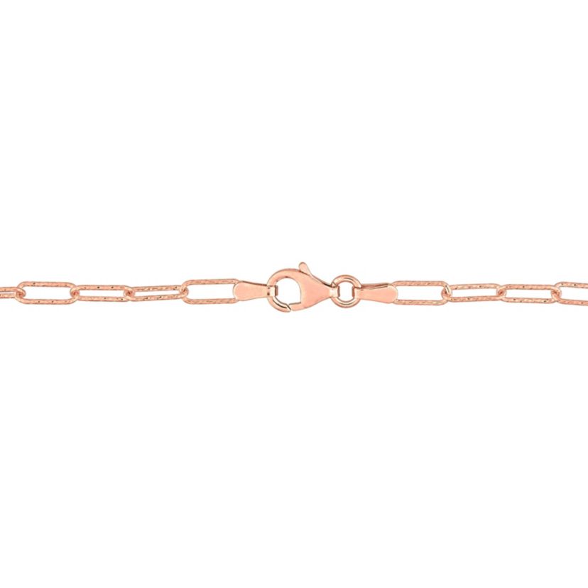 3MM Fancy Paperclip Chain Bracelet in 18k Rose Gold Plated Sterling Silver, 9"