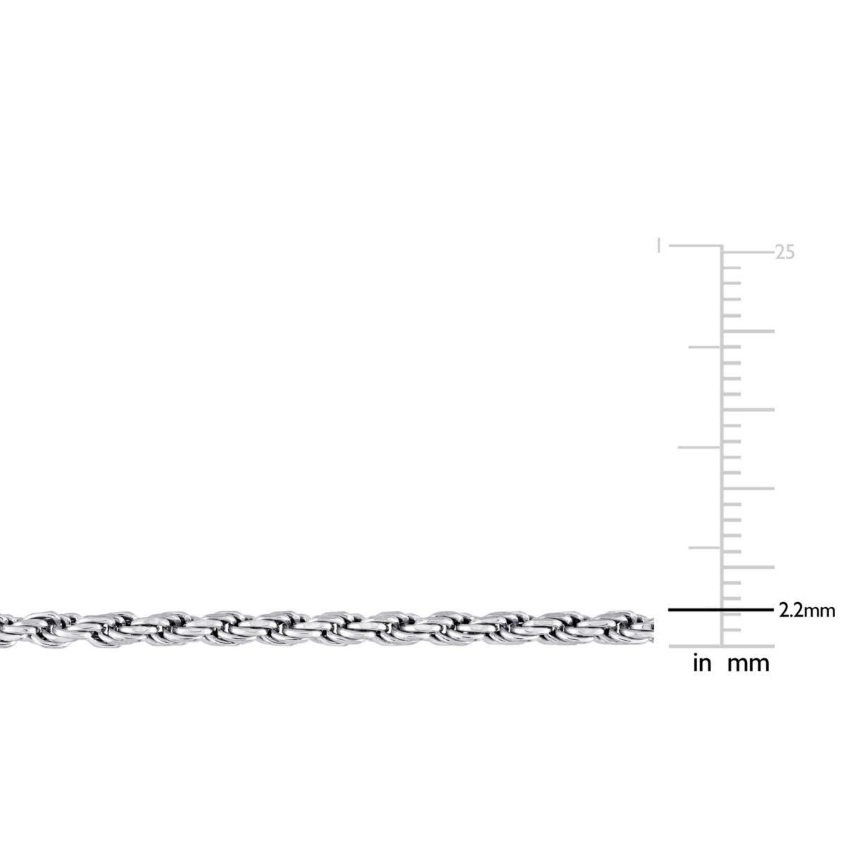 2.2MM Rope Chain Anklet in Sterling Silver