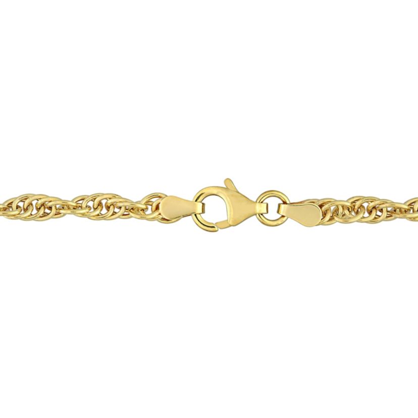 3.7MM Singapore Chain Anklet in 18K Yellow Gold Plated Sterling Silver