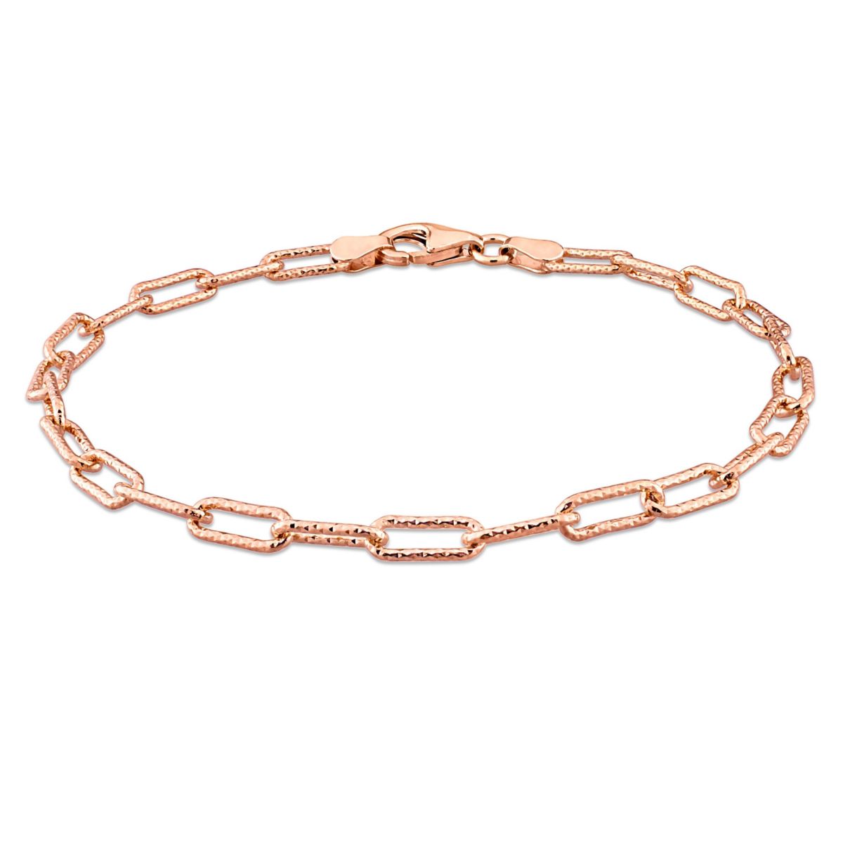 3.5MM Oval Link Bracelet in 18k Rose Gold Plated Sterling Silver, 9