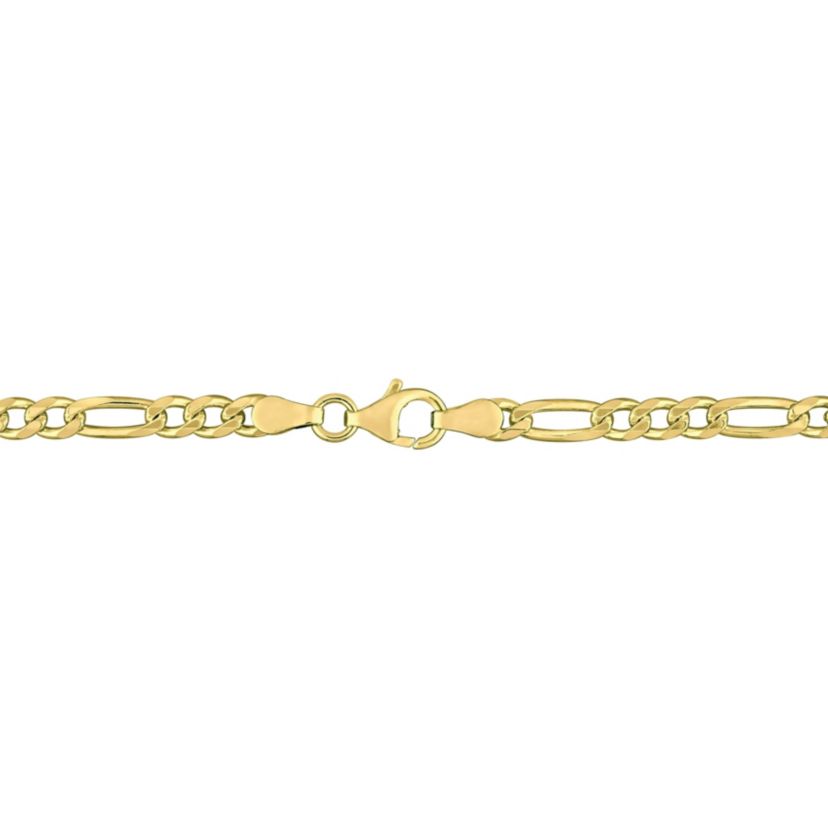 3.8MM Figaro Bracelet in 18k Yellow Gold Plated Sterling Silver, 9