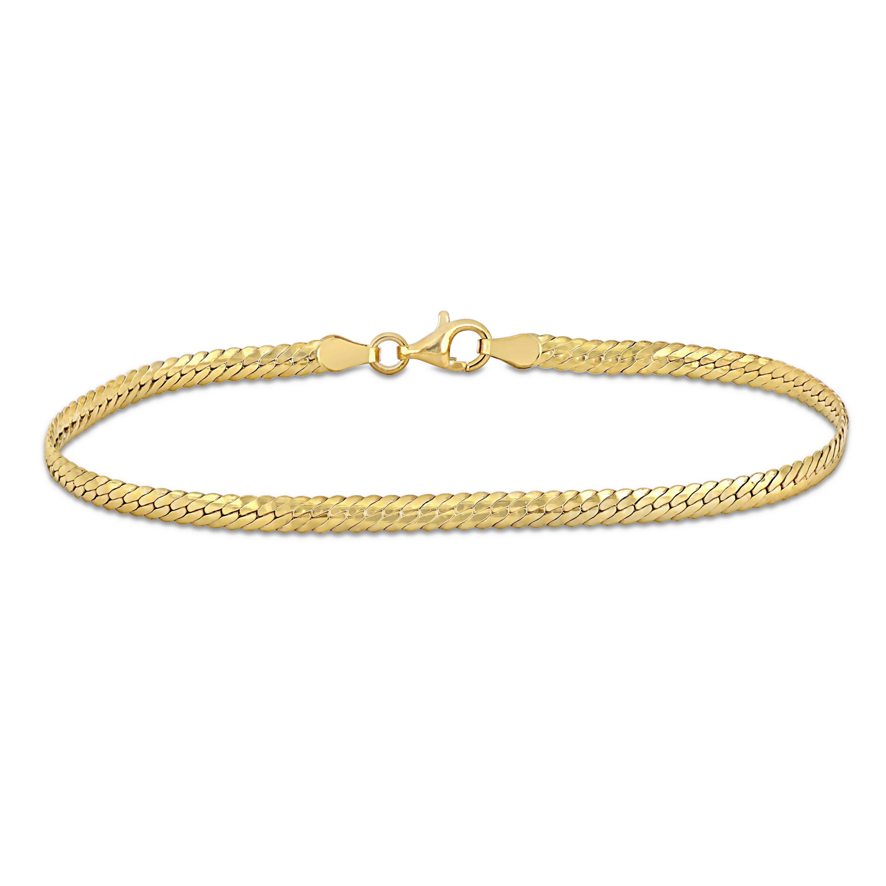 3MM Herringbone Bracelet in 18k Yellow Gold Plated Sterling Silver, 7.5"