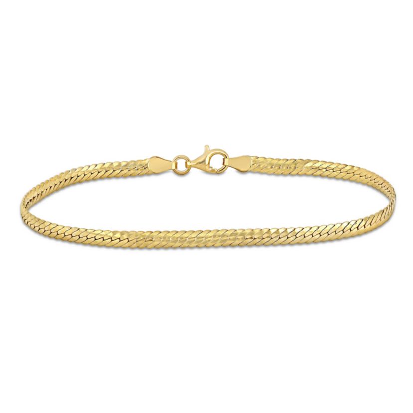 3MM Herringbone Bracelet in 18k Yellow Gold Plated Sterling Silver, 7.5"