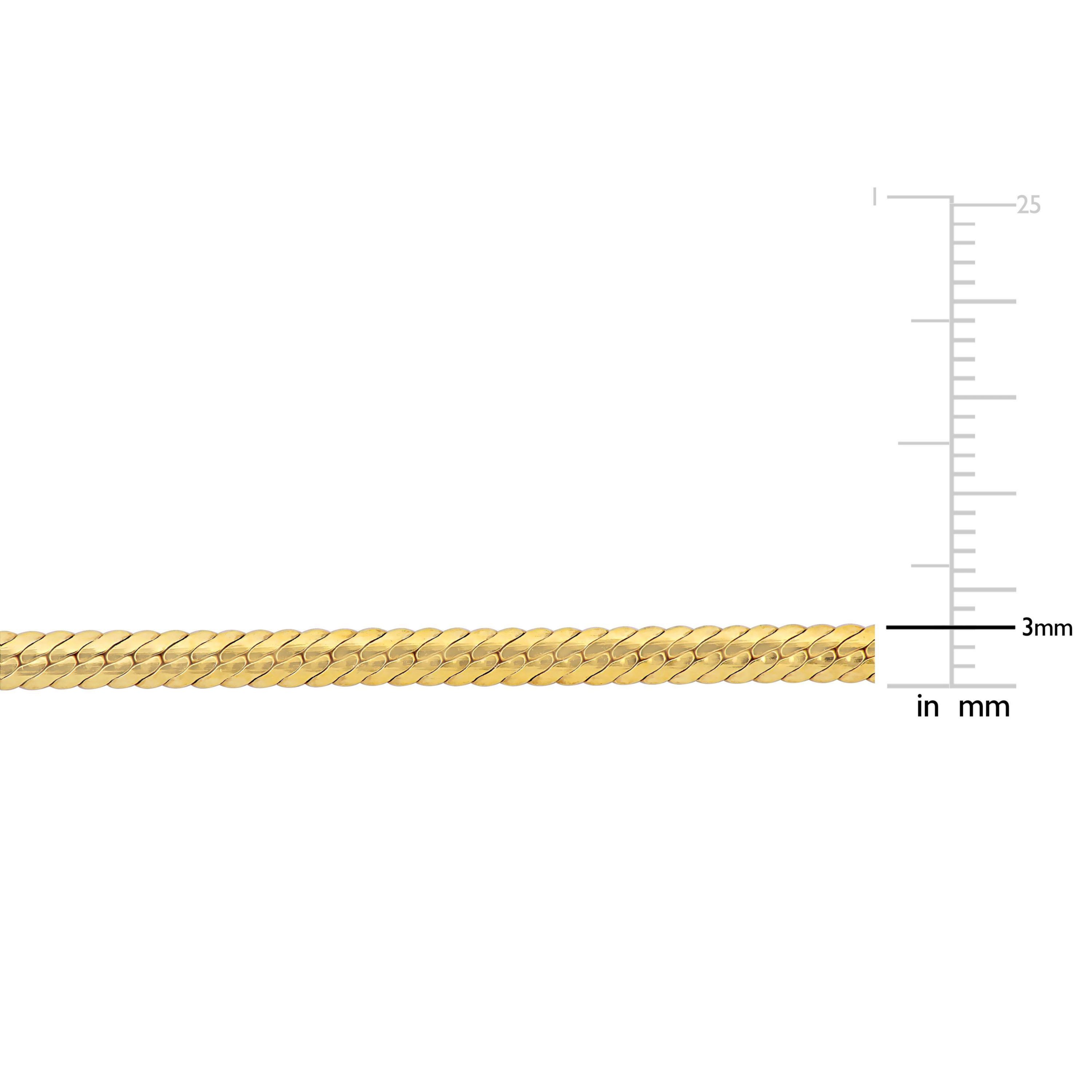 3MM Herringbone Bracelet in 18k Yellow Gold Plated Sterling Silver, 7.5"