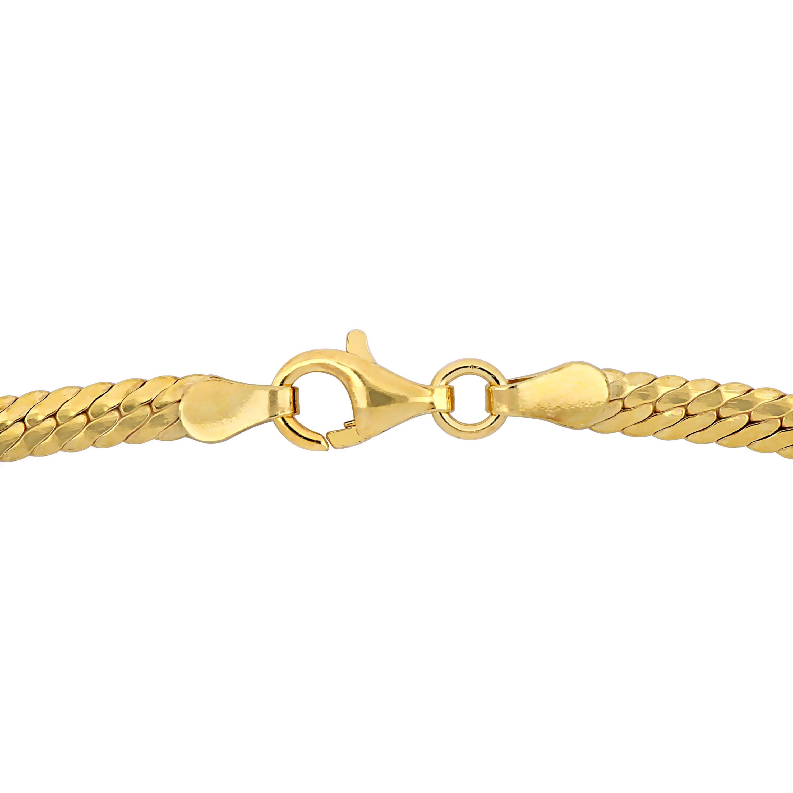 3MM Herringbone Bracelet in 18k Yellow Gold Plated Sterling Silver, 7.5"