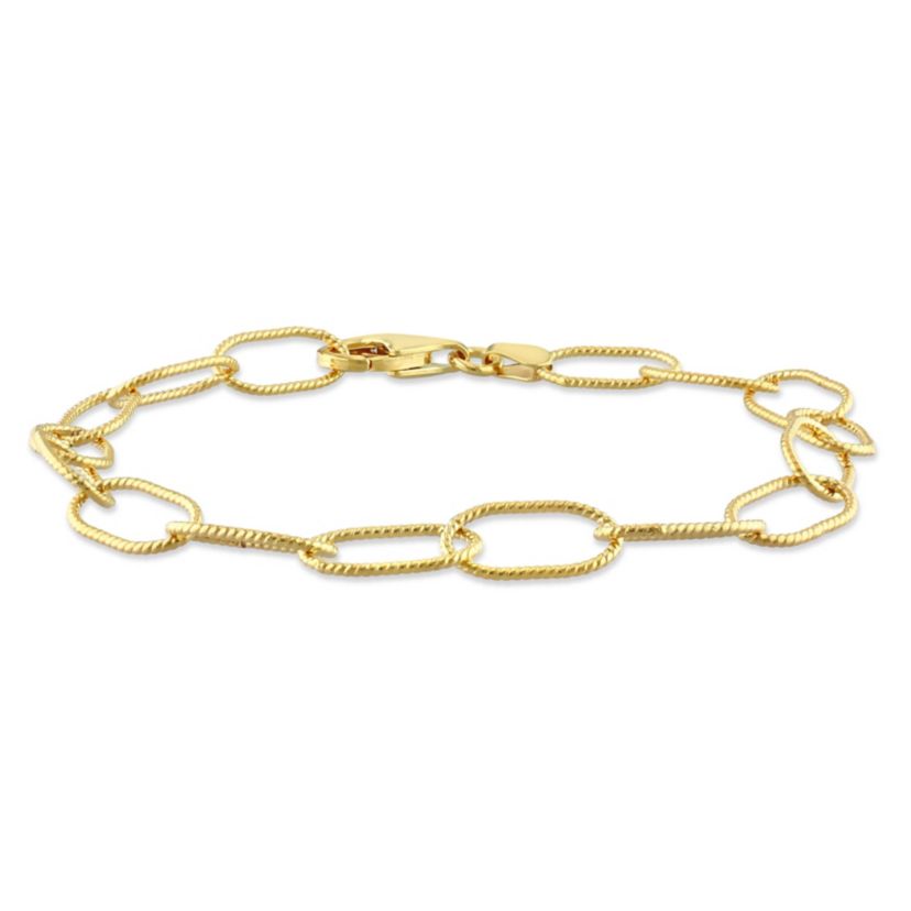 6.5MM Rolo Chain Link Bracelet in 18k Yellow Gold Plated Sterling Silver