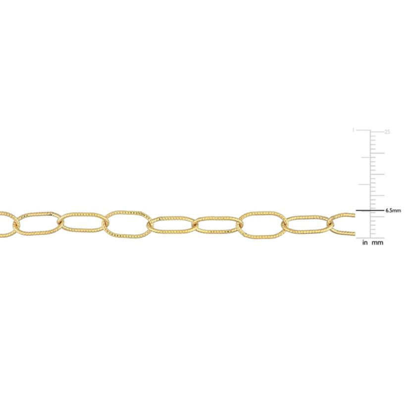 6.5MM Rolo Chain Link Bracelet in 18k Yellow Gold Plated Sterling Silver