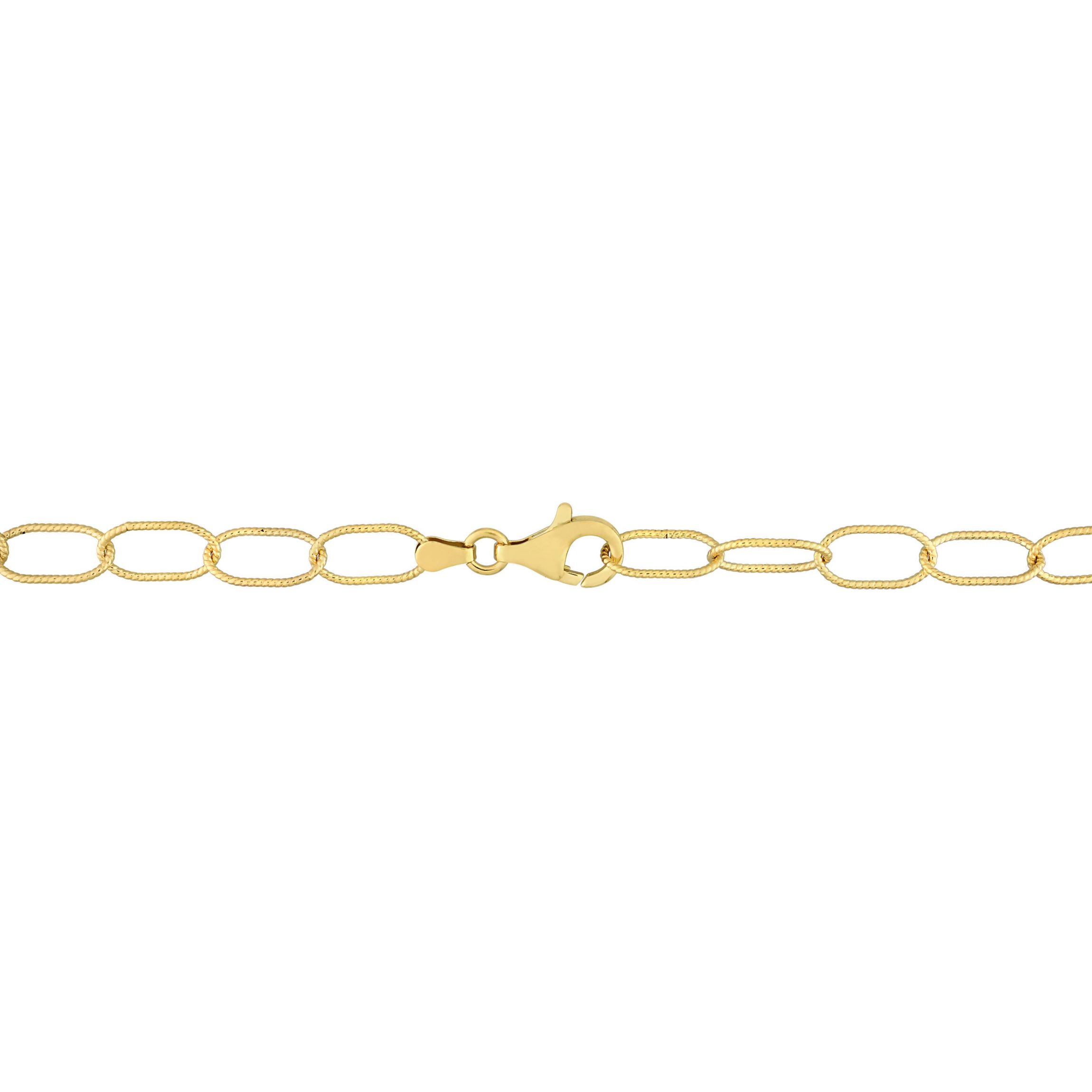 6.5MM Rolo Chain Link Bracelet in 18k Yellow Gold Plated Sterling Silver