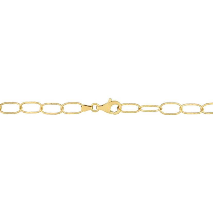 6.5MM Rolo Chain Link Bracelet in 18k Yellow Gold Plated Sterling Silver