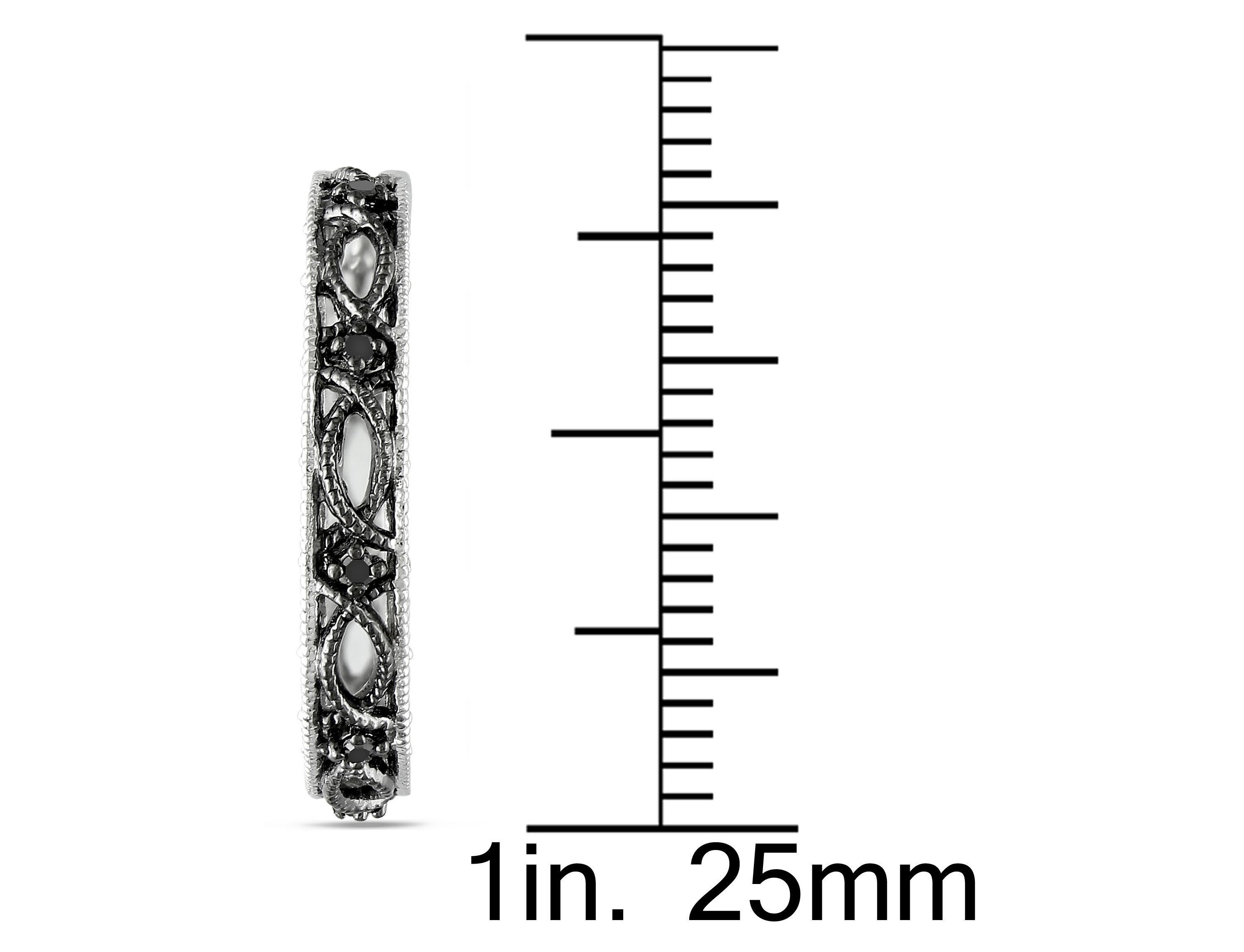 1/10 CT TW Black Diamond Vintage Hoop Earrings in Sterling Silver