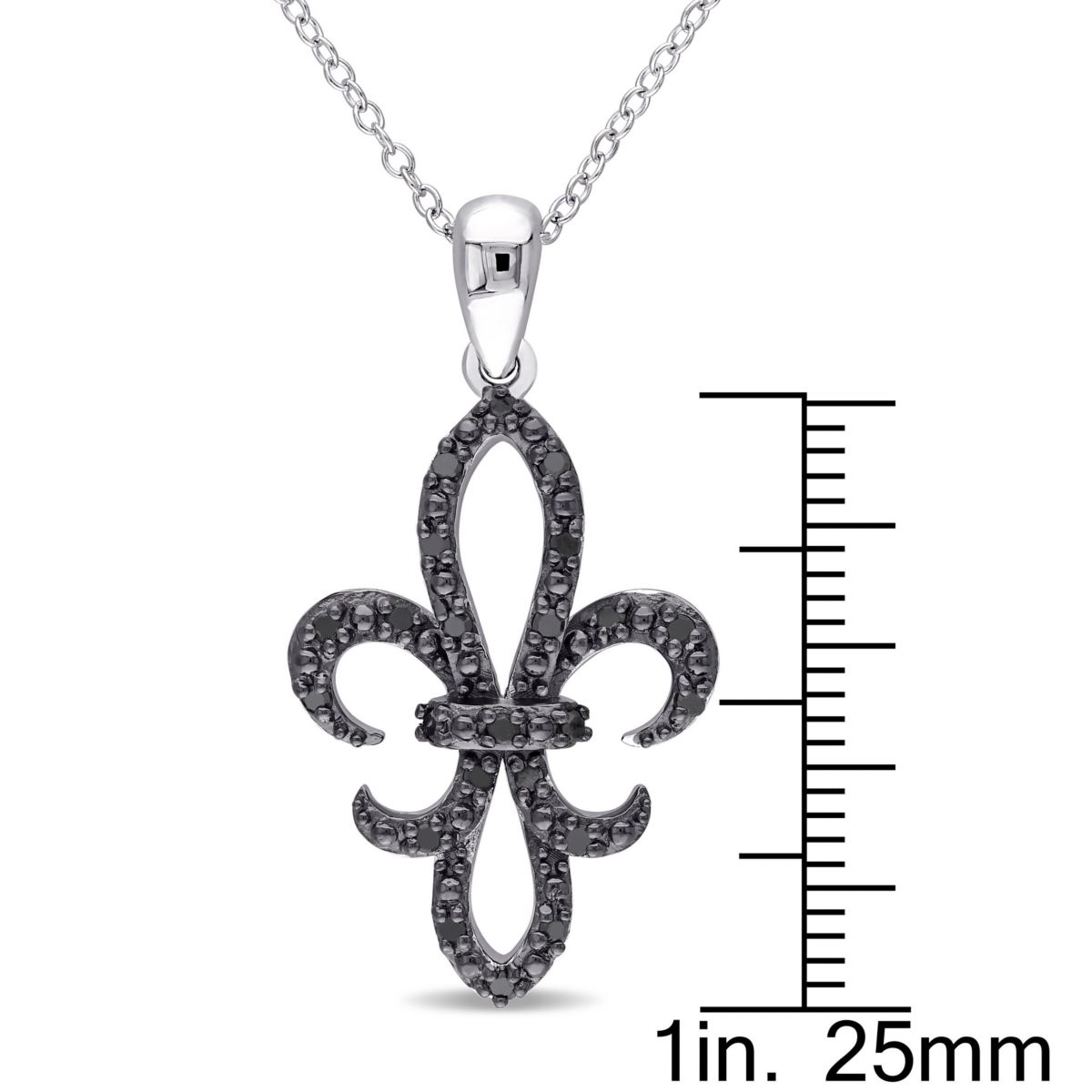 1/4 CT TW Black Diamond Fleur-de-Lis Necklace in Sterling Silver with Black Rhodium
