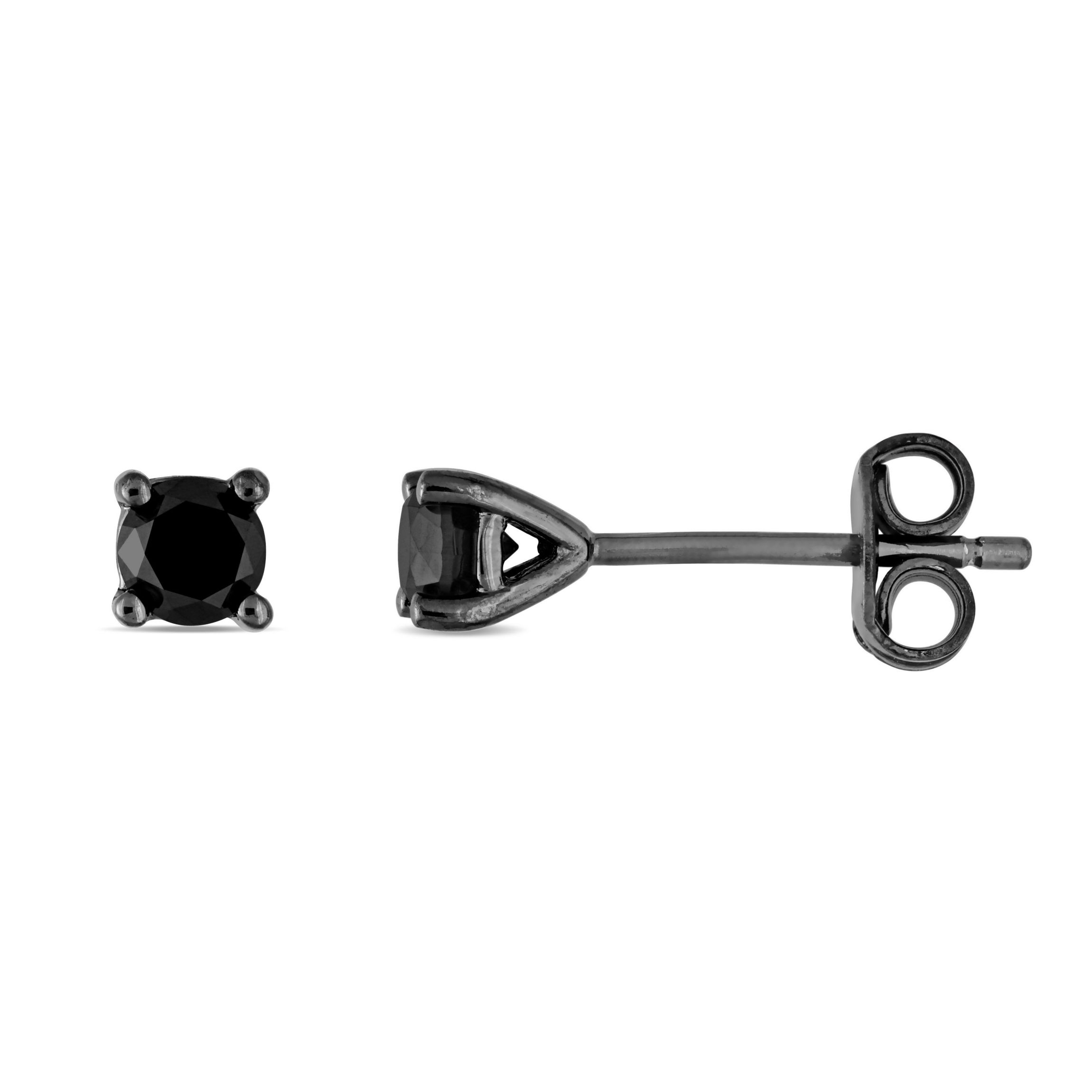 1/2 CT TW Black Diamond Stud Earrings in Black Rhodium Plated Sterling Silver